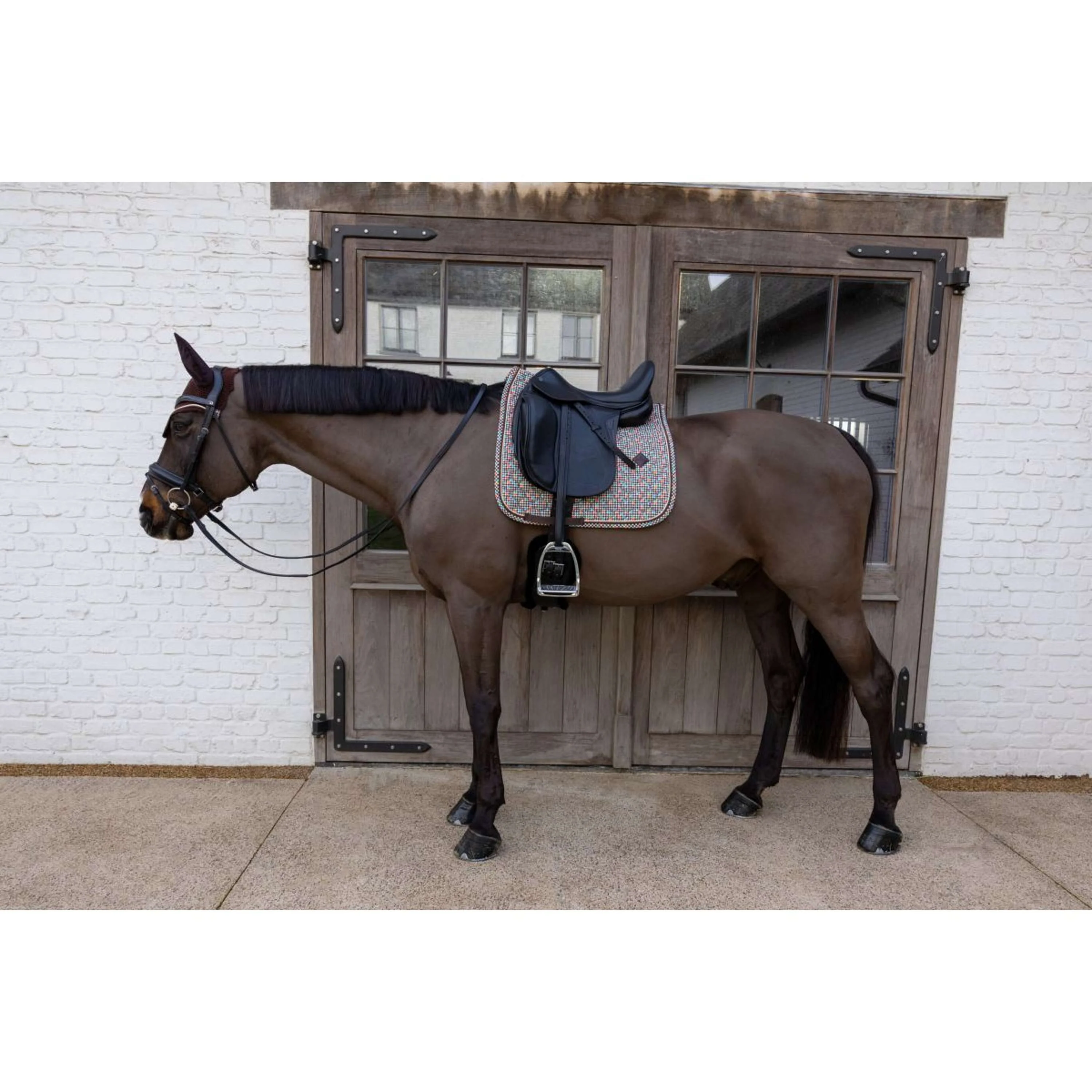 Kentucky Tapis de Selle Velvet Pied De Poule Dressage Marron - Image 3