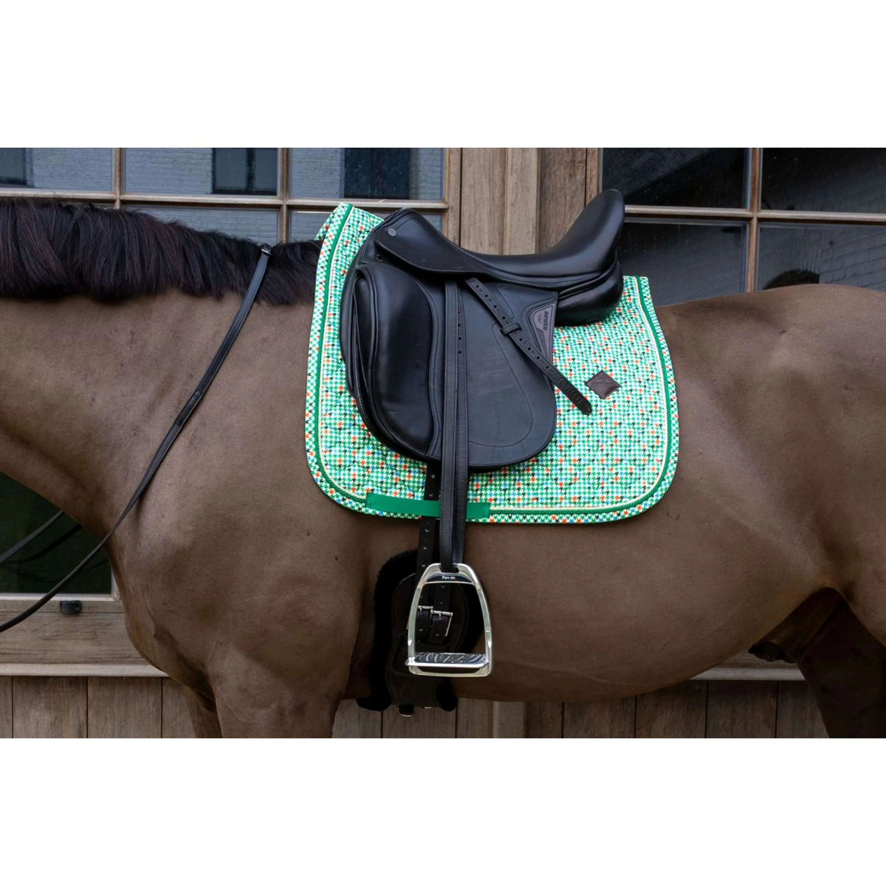 Kentucky Tapis de Selle Velvet Pied De Poule Dressage Vert clair - Image 2