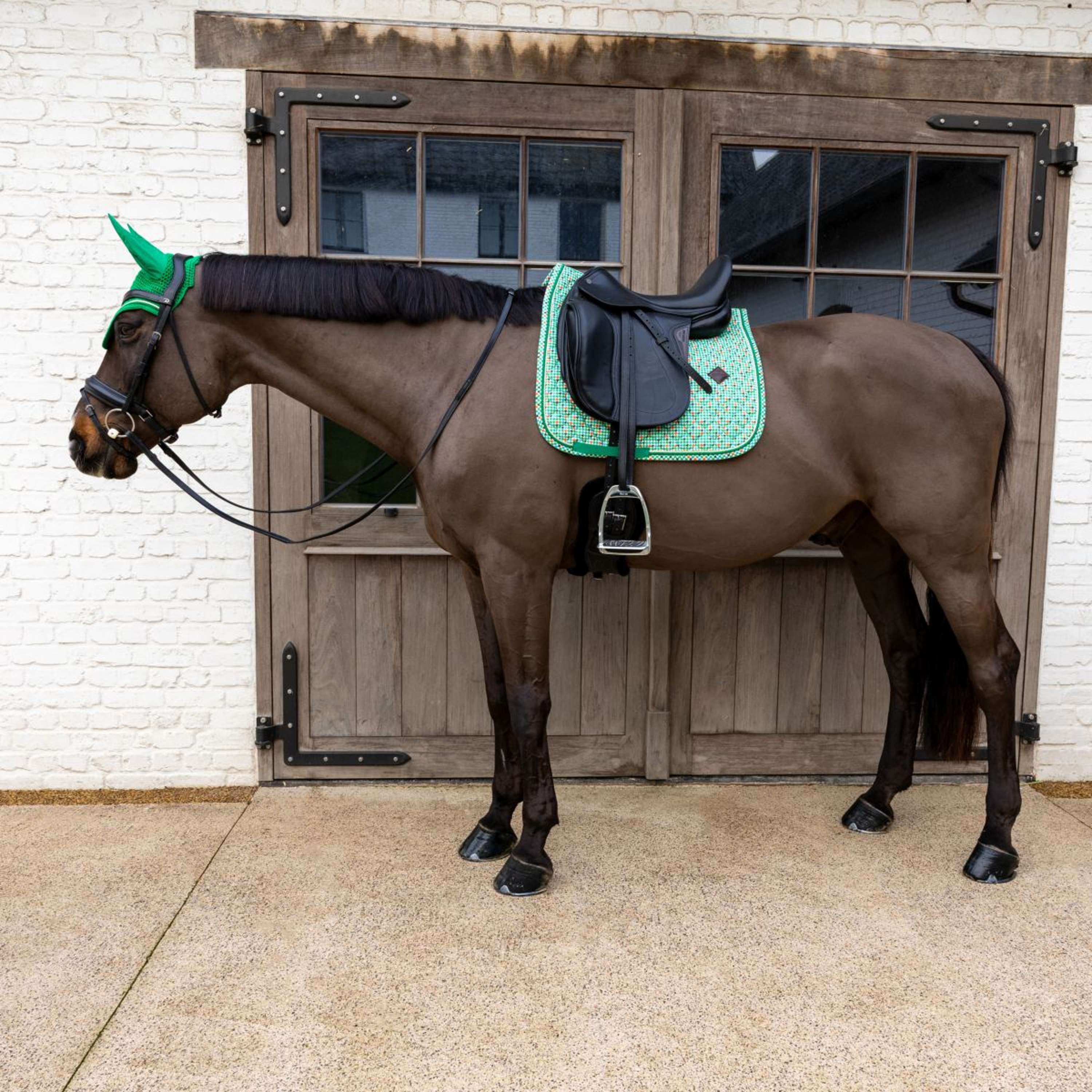 Kentucky Tapis de Selle Velvet Pied De Poule Dressage Vert clair - Image 4