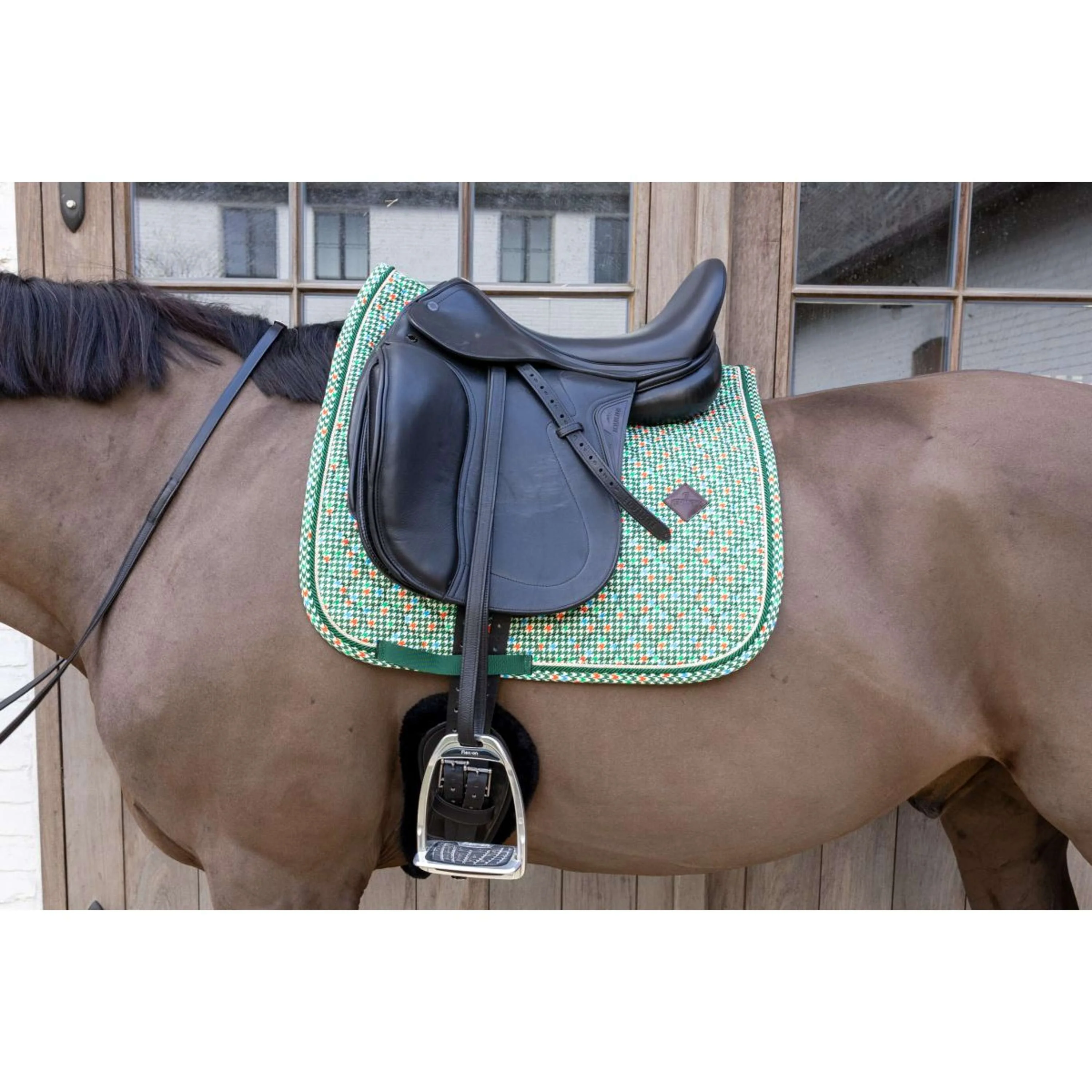 Kentucky Tapis de Selle Velvet Pied De Poule Dressage Vert foncé - Image 2