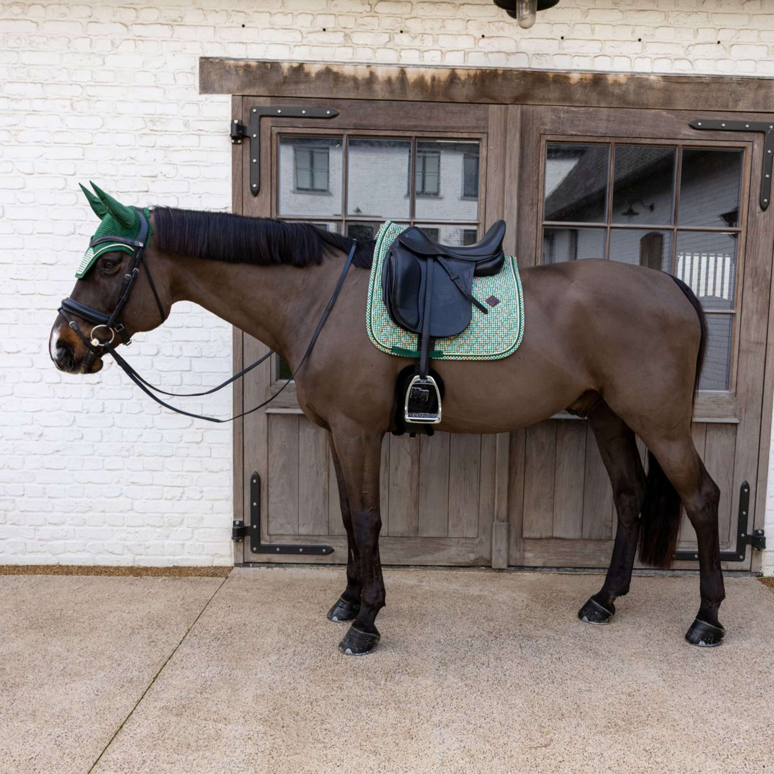 Kentucky Tapis de Selle Velvet Pied De Poule Dressage Vert foncé - Image 4