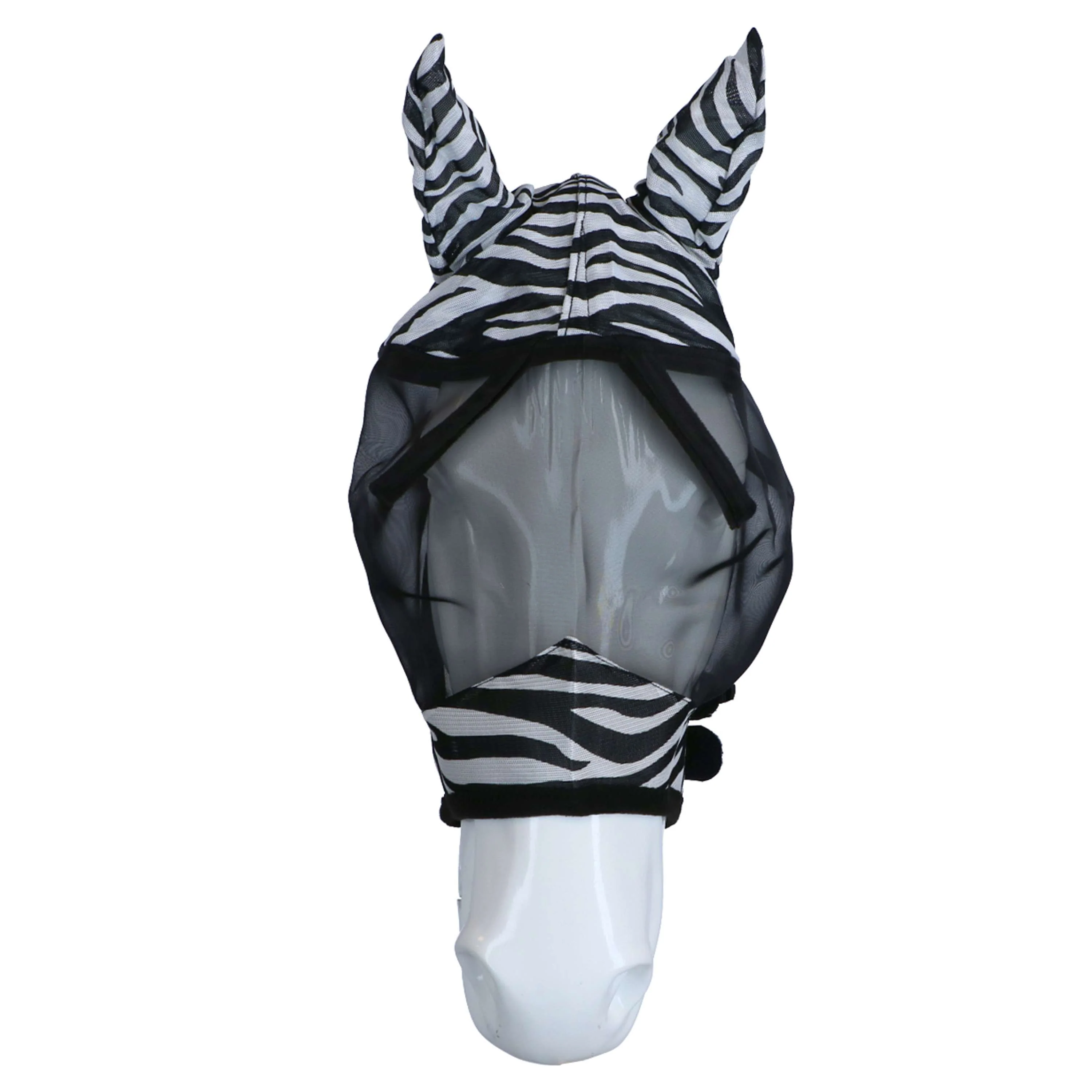 RugBe by Covalliero Masque Anti-Mouches avec Couverture Oreilles Noir Zebré - Image 2
