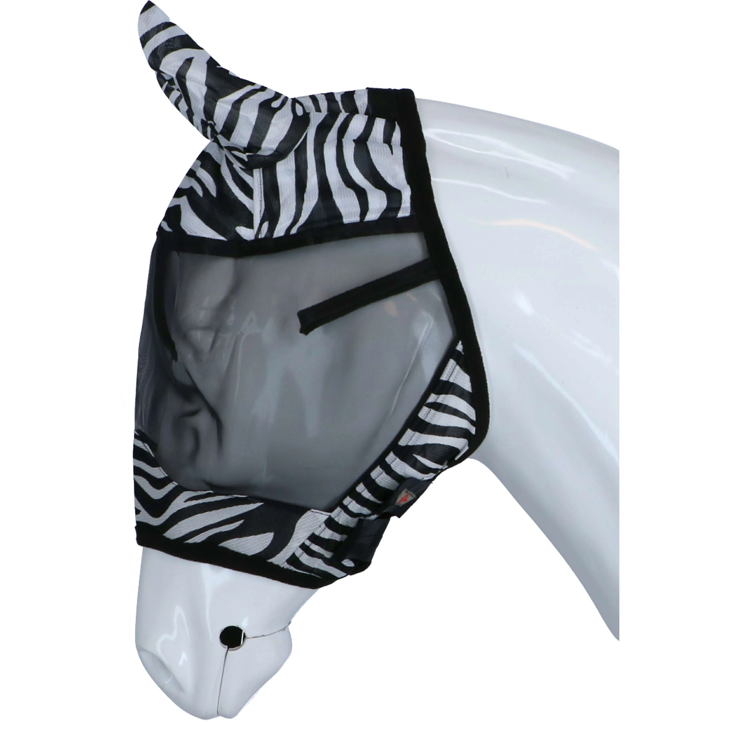 RugBe by Covalliero Masque Anti-Mouches avec Couverture Oreilles Noir Zebré - Image 3