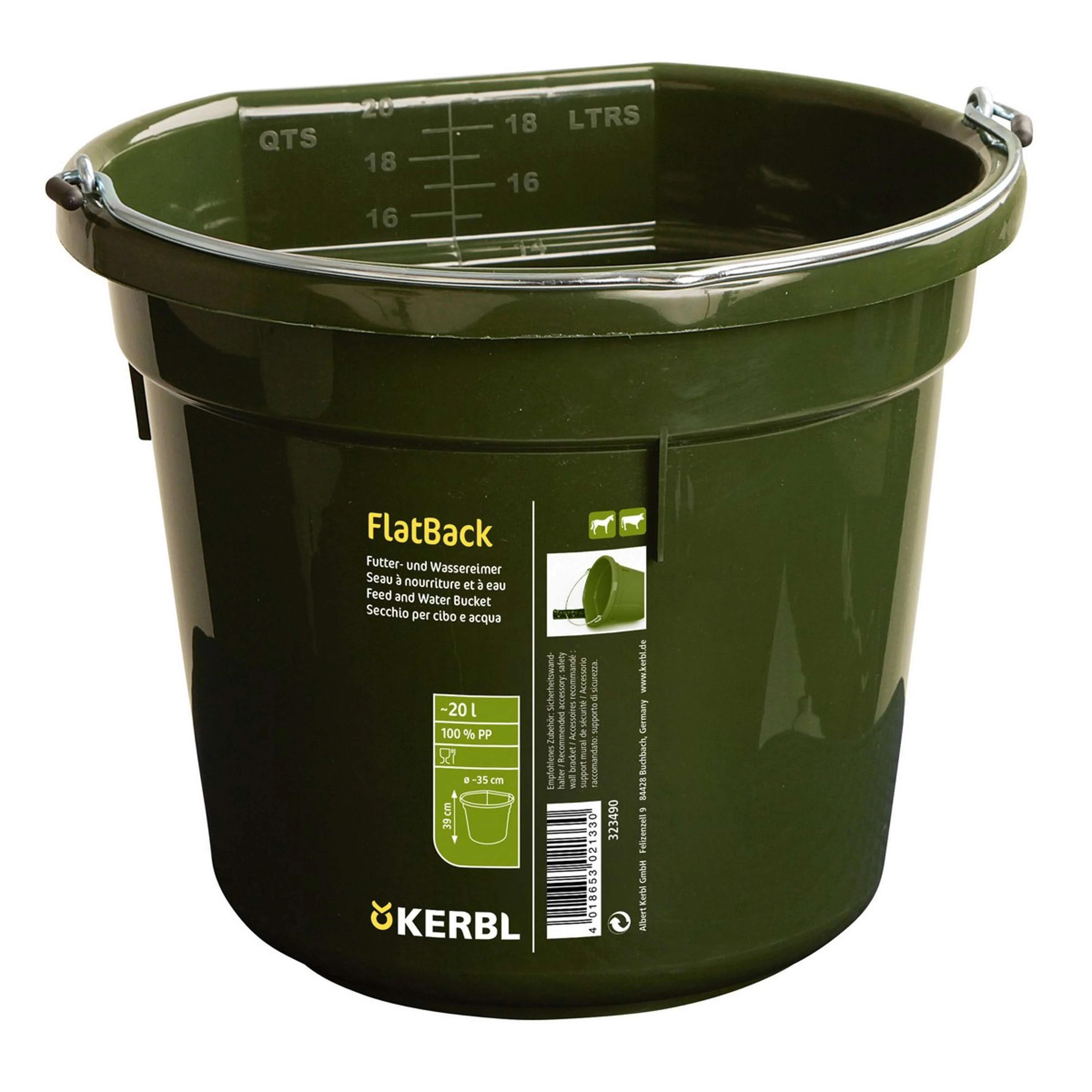 Kerbl Seau à Nourriture et à Eau Flat Back Vert - Image 2
