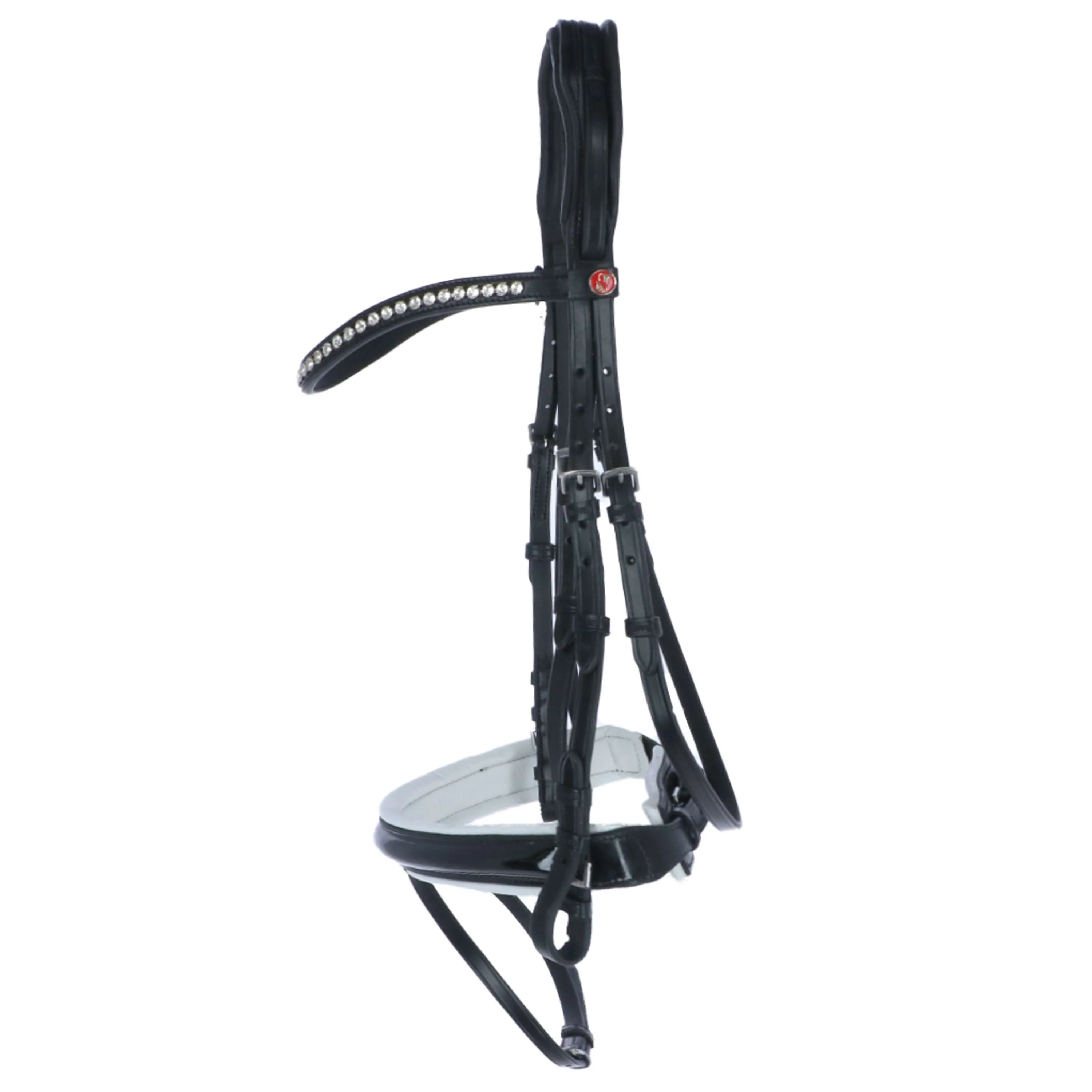 Kieffer Bridon Comfort Paris Anglais Muserolle avec Noseband, Noir Technique, Vernis, 35mm Noir/Blanc - Image 3
