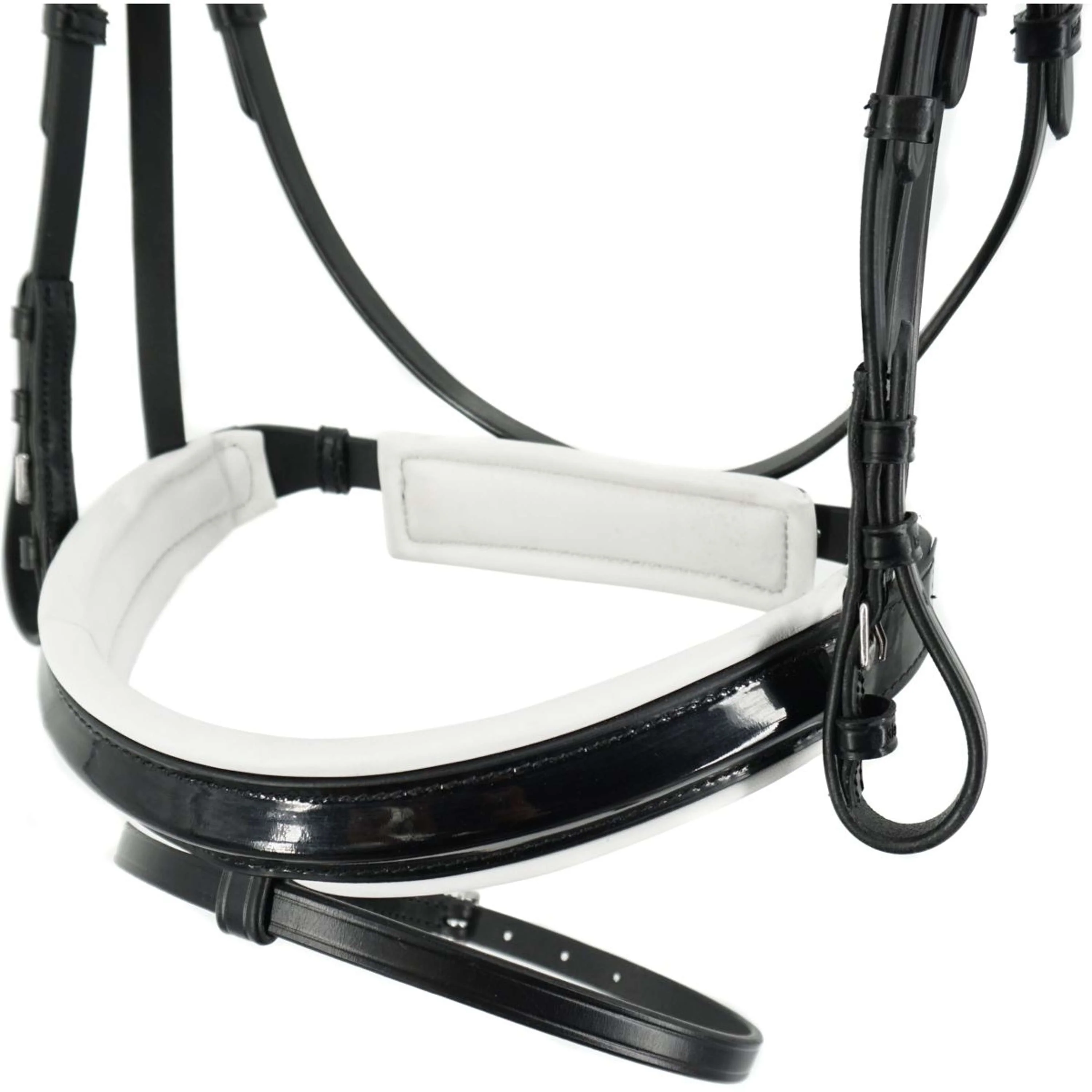 Kieffer Bridon Comfort Paris Anglais Muserolle avec Noseband, Noir Technique, Vernis, 35mm Noir/Blanc - Image 7