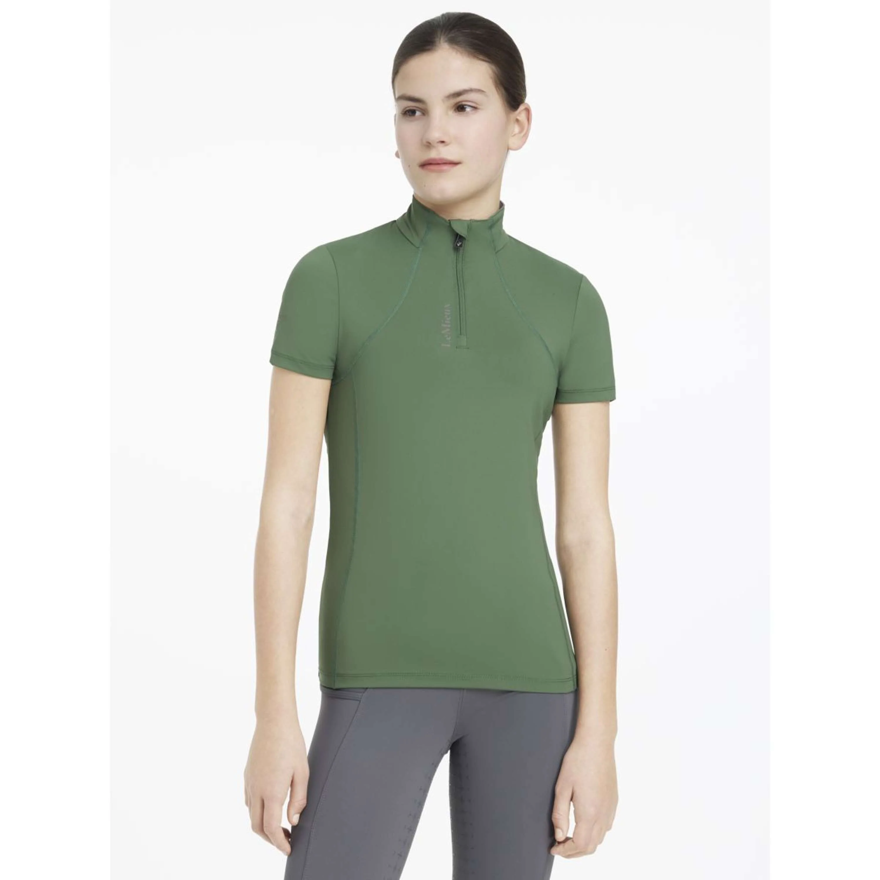 LeMieux Baselayer Young Rider Classique Manches Courtes Hunter Green - Image 2
