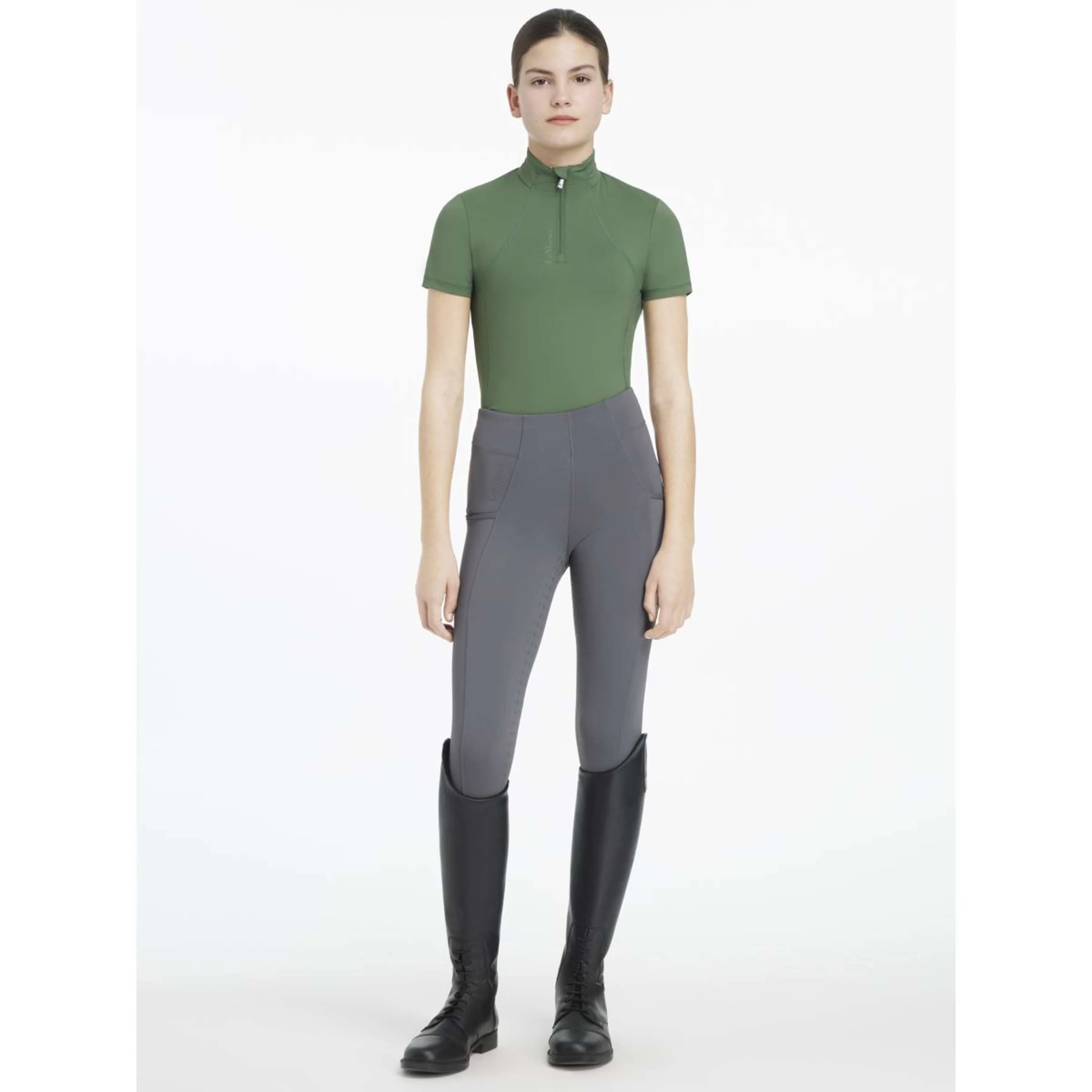 LeMieux Baselayer Young Rider Classique Manches Courtes Hunter Green - Image 6