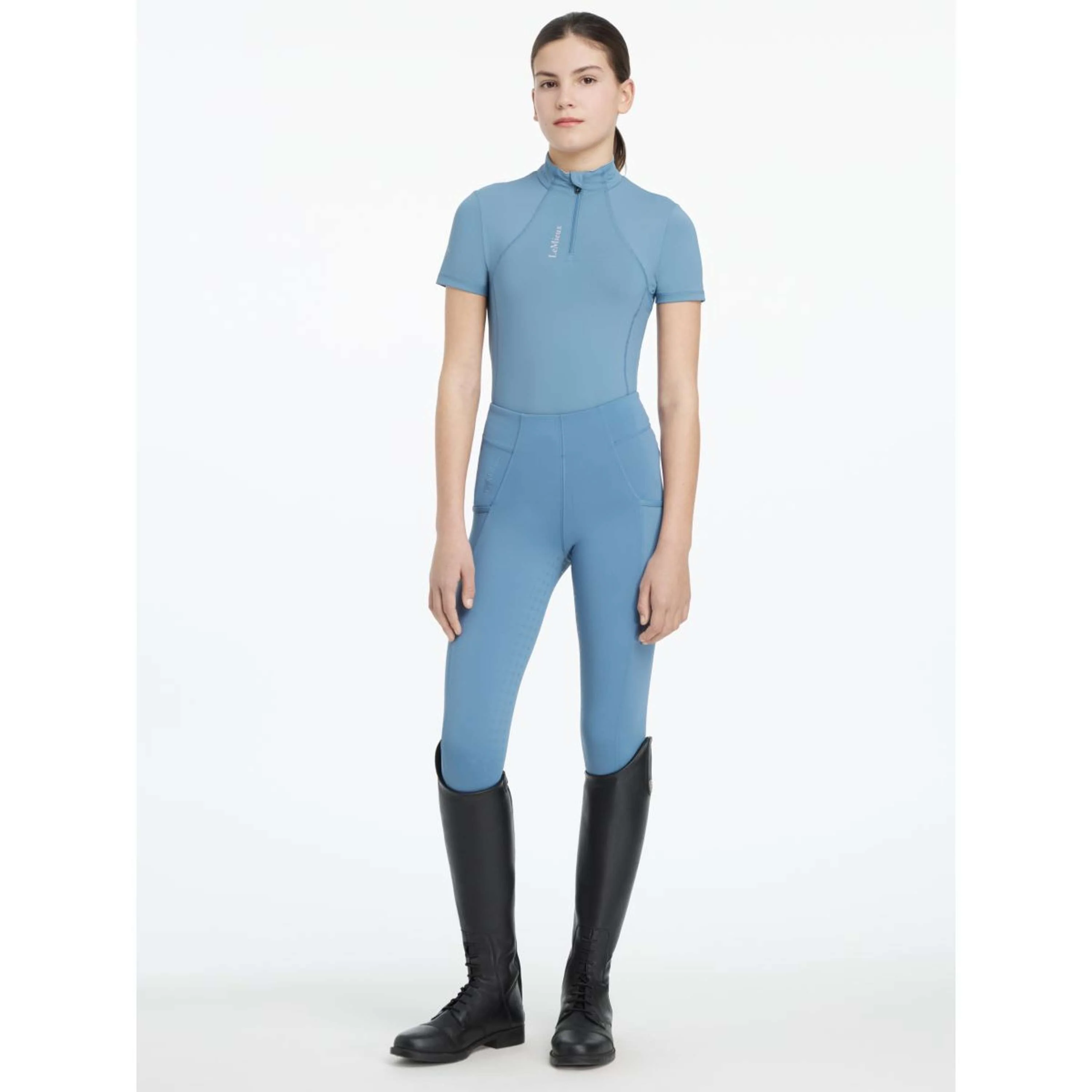 LeMieux Baselayer Young Rider Classique Manches Courtes Ice Blue - Image 4