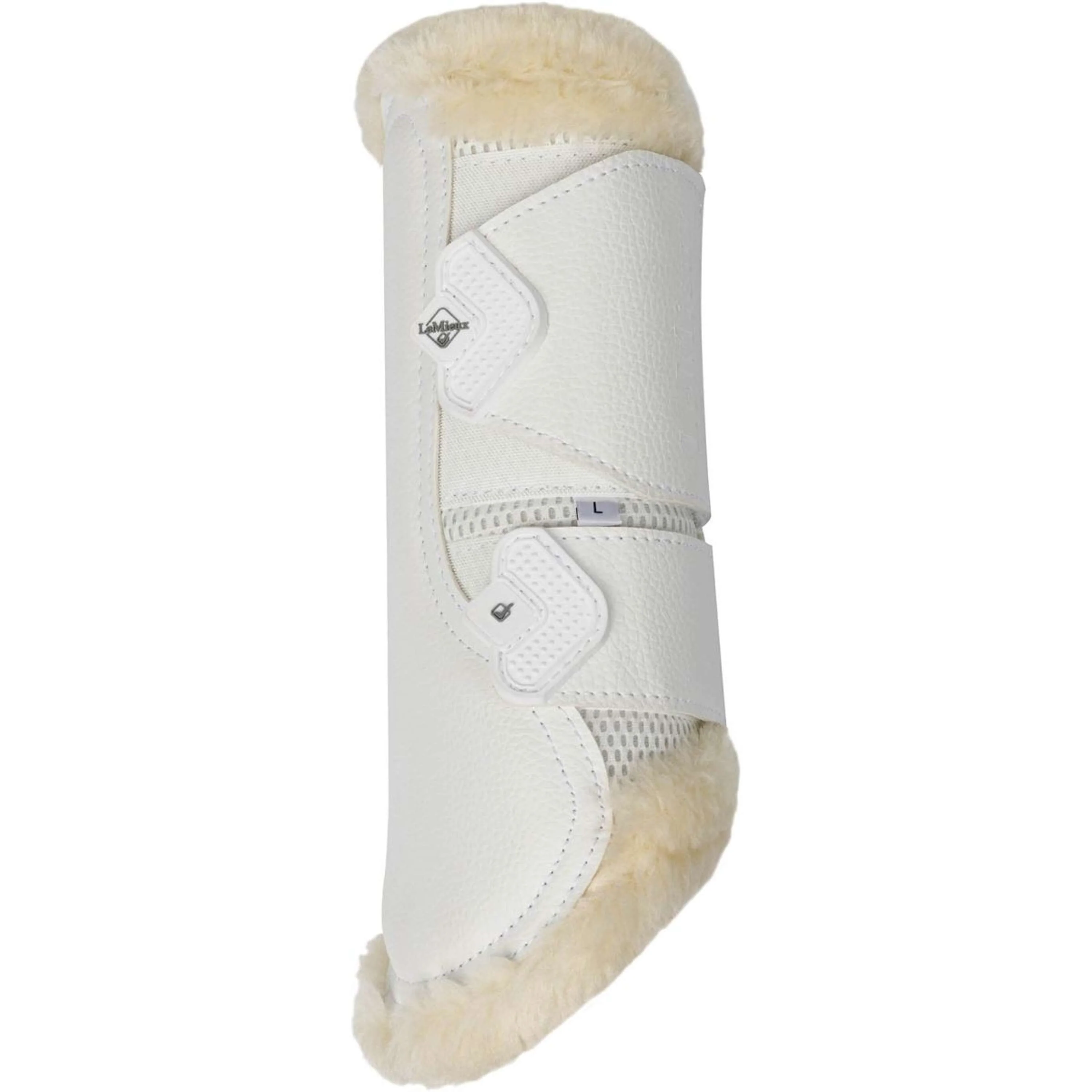 LeMieux Brushing Boots Fleece Edge Mesh Blanc/Naturel - Image 2