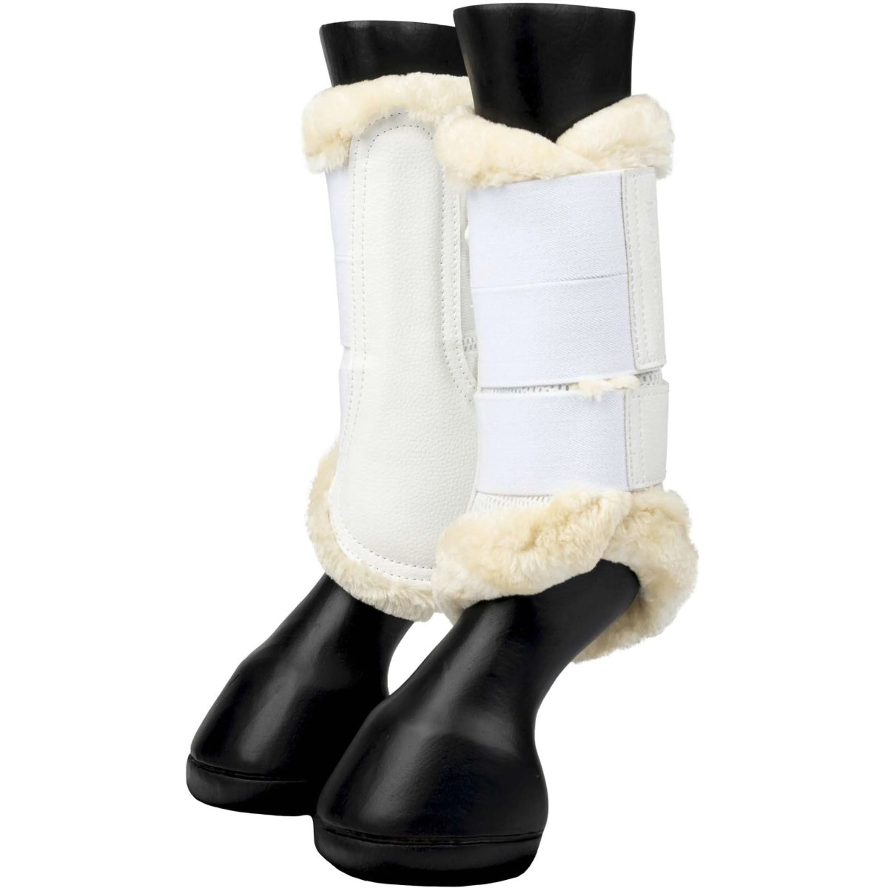 LeMieux Brushing Boots Fleece Edge Mesh Blanc/Naturel - Image 6