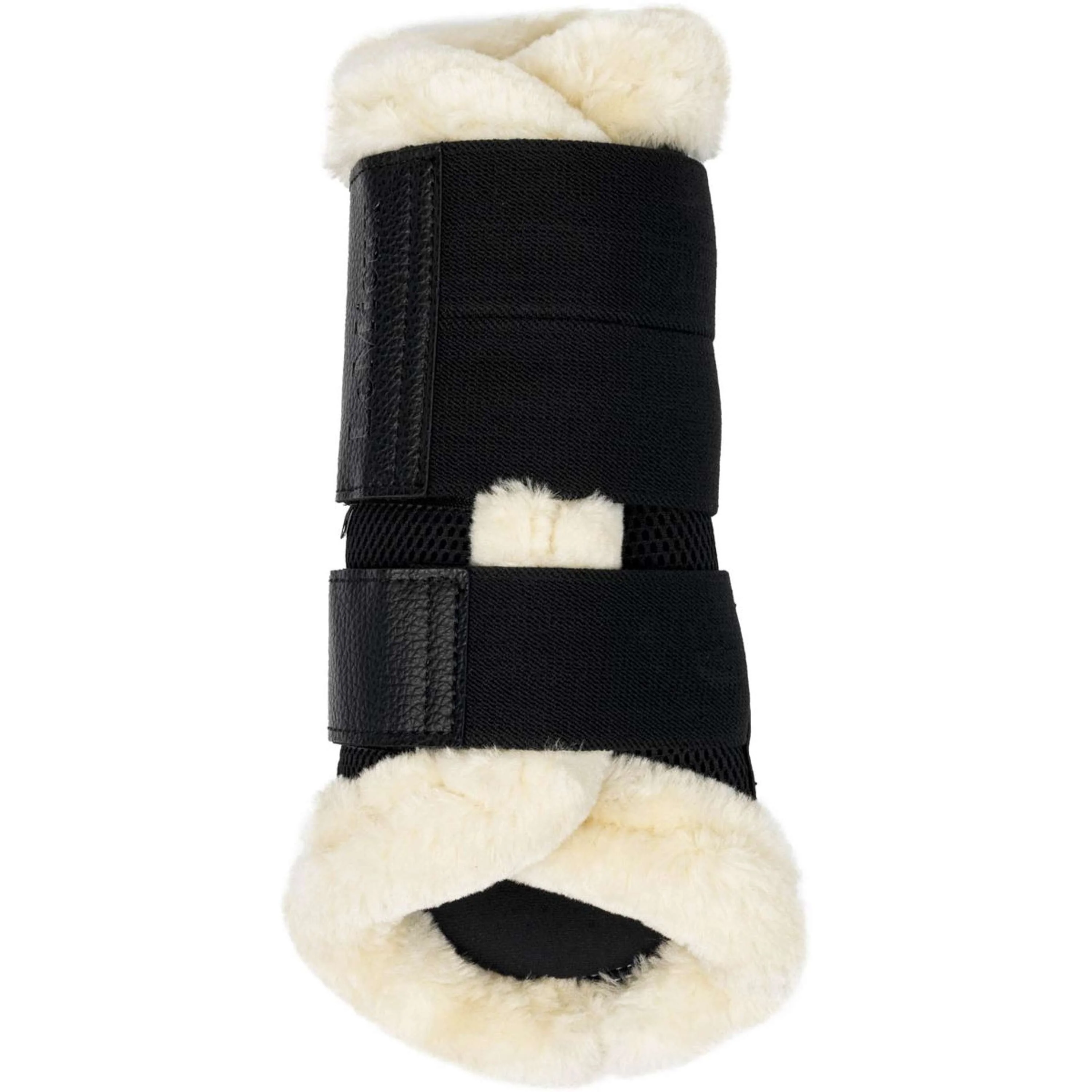 LeMieux Brushing Boots Fleece Edge Mesh Noir/Naturel - Image 3
