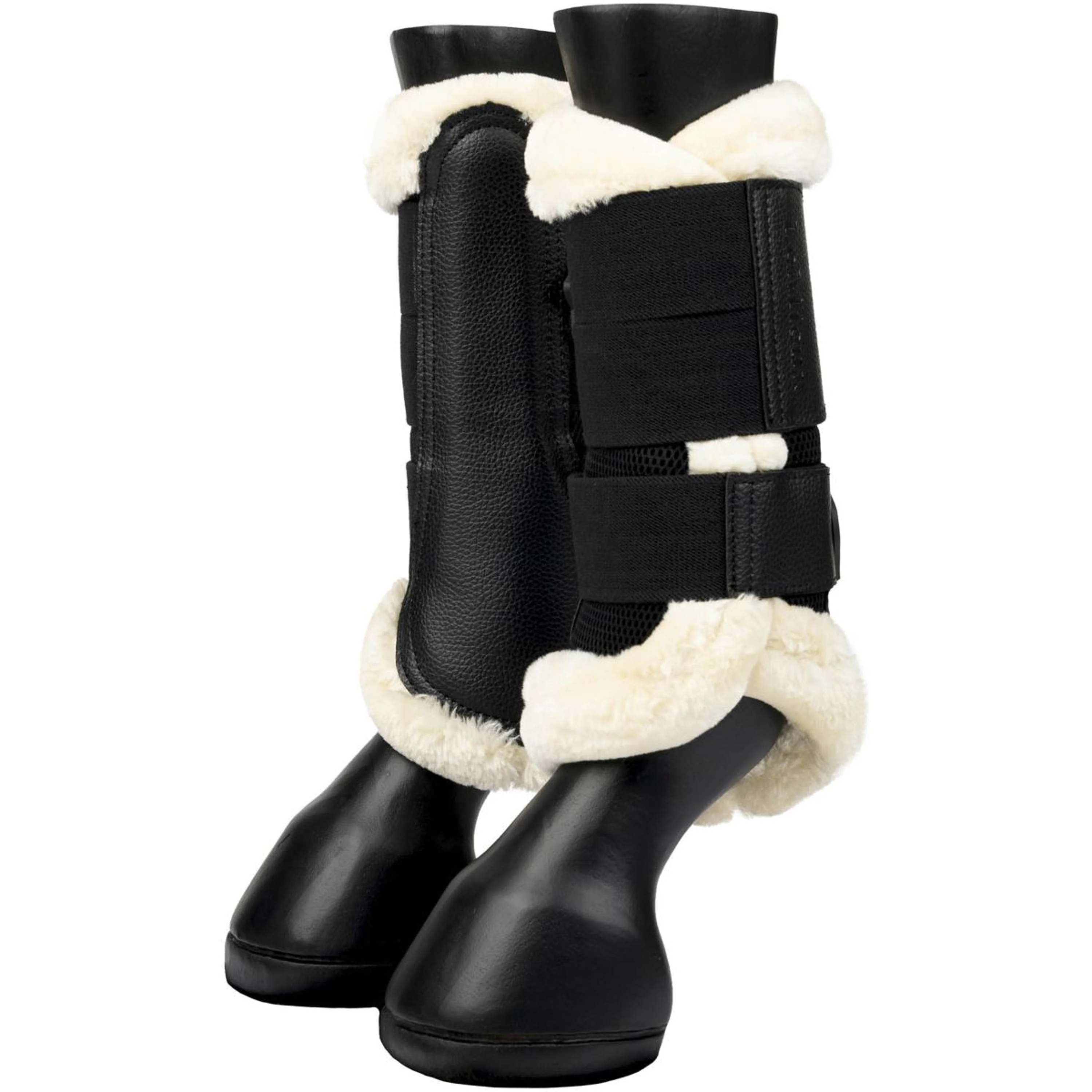 LeMieux Brushing Boots Fleece Edge Mesh Noir/Naturel - Image 6