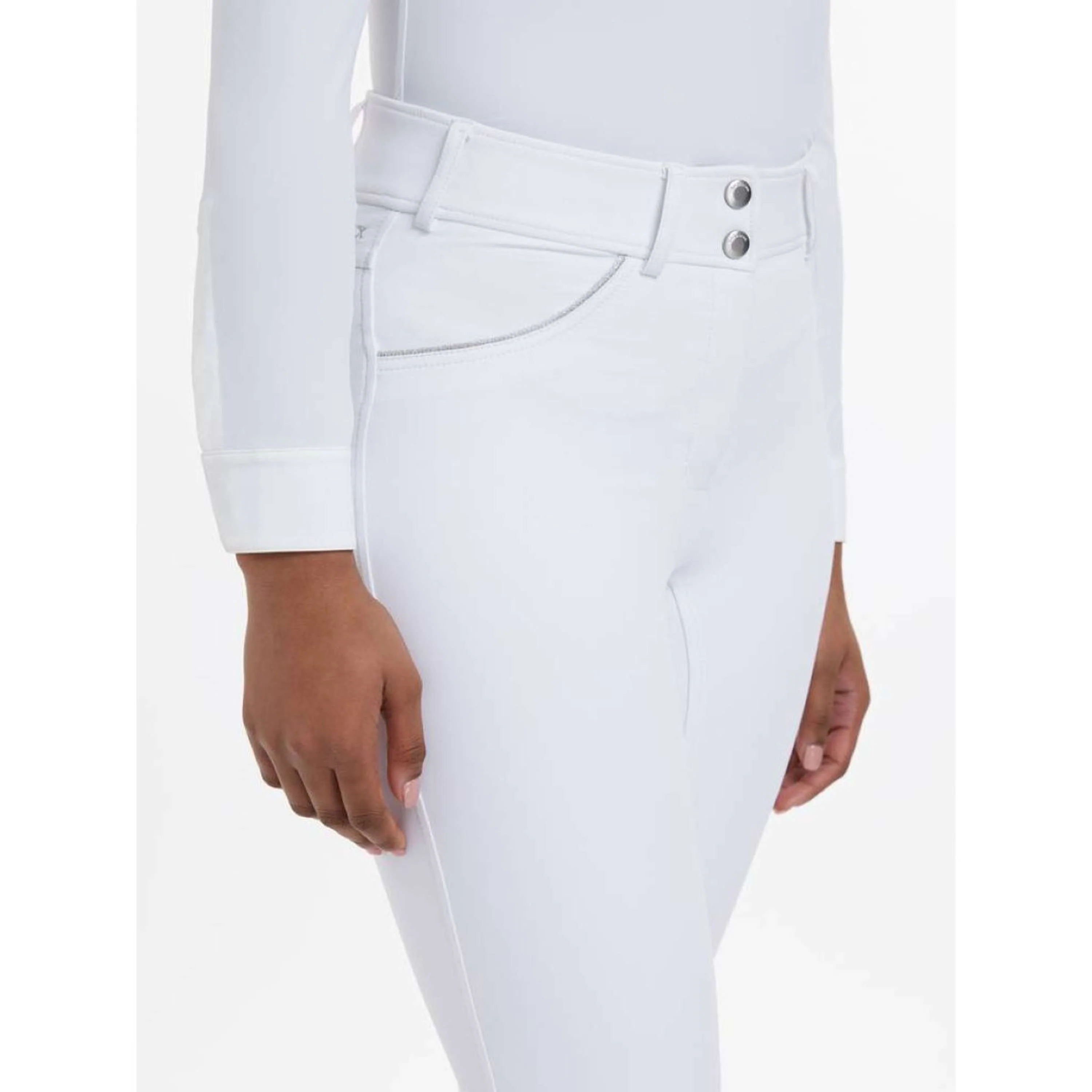 LeMieux Pantalon d'Équitation Victoria Silicone Fond de Peau Blanc - Image 3