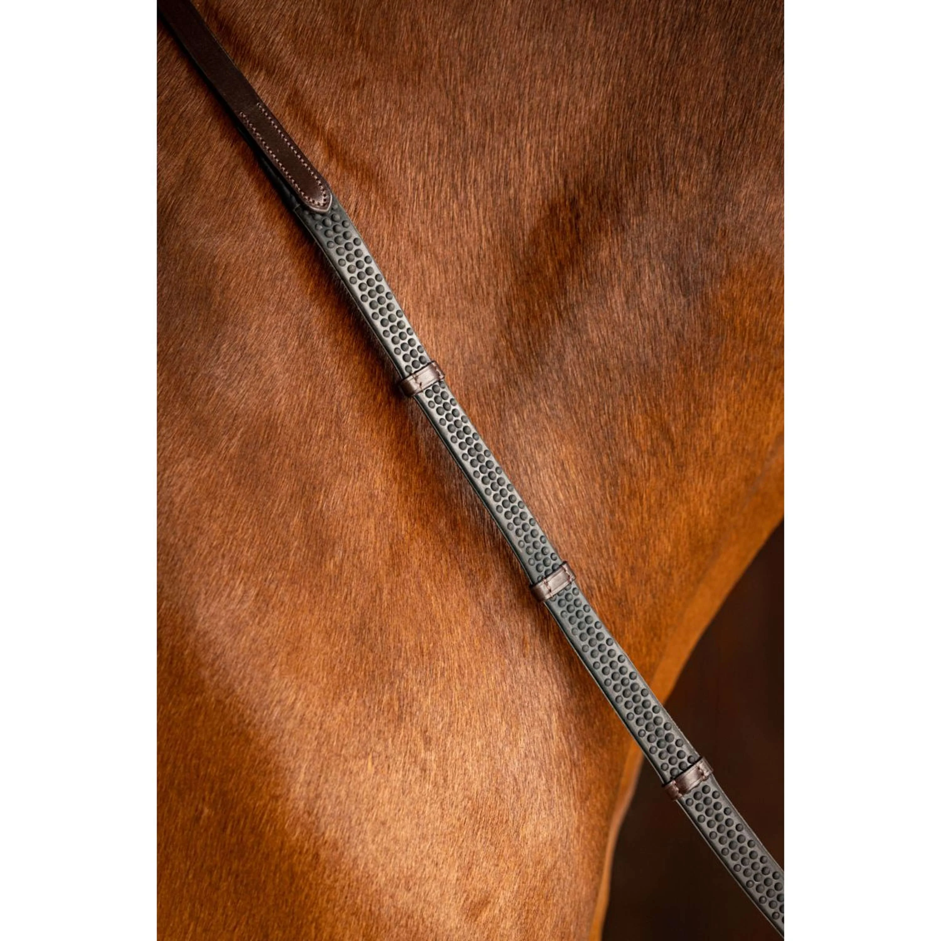 LeMieux Rênes Arika Soft Rubber with Stopper Marron/Argent - Image 4