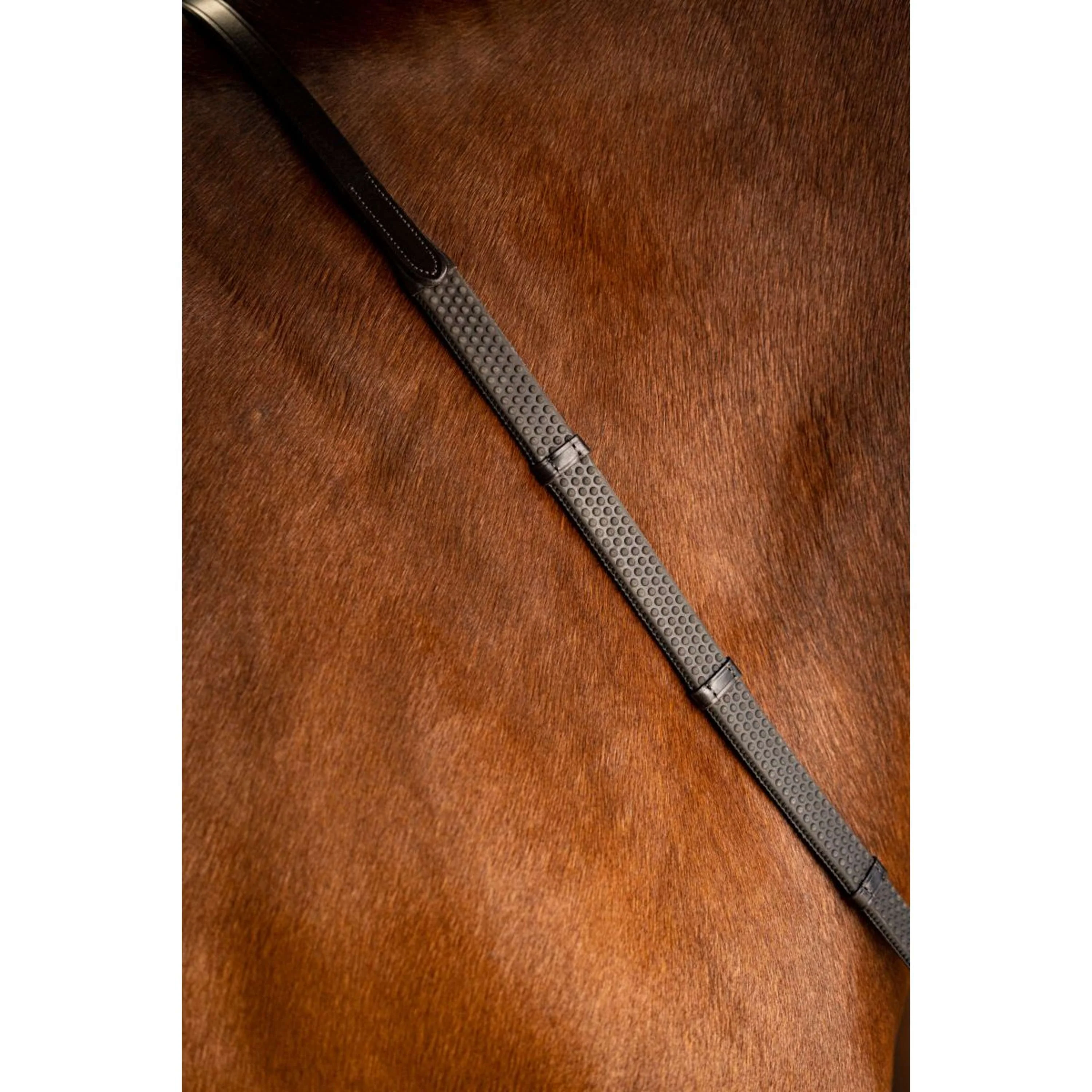 LeMieux Rênes Arika Soft Rubber with Stopper Marron/Argent - Image 3