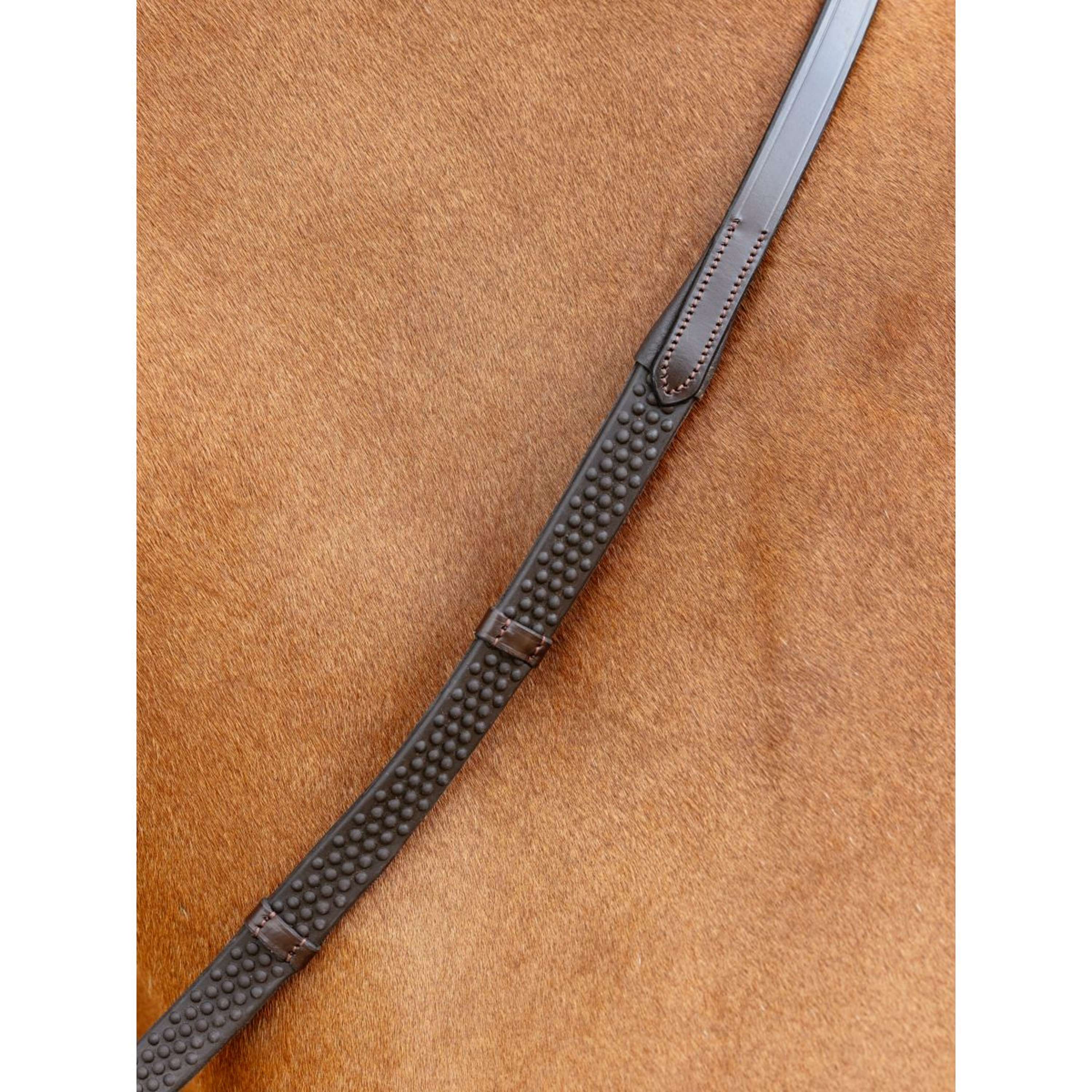 LeMieux Rênes Soft Rubber with Stoppers Havana/Brass - Image 2