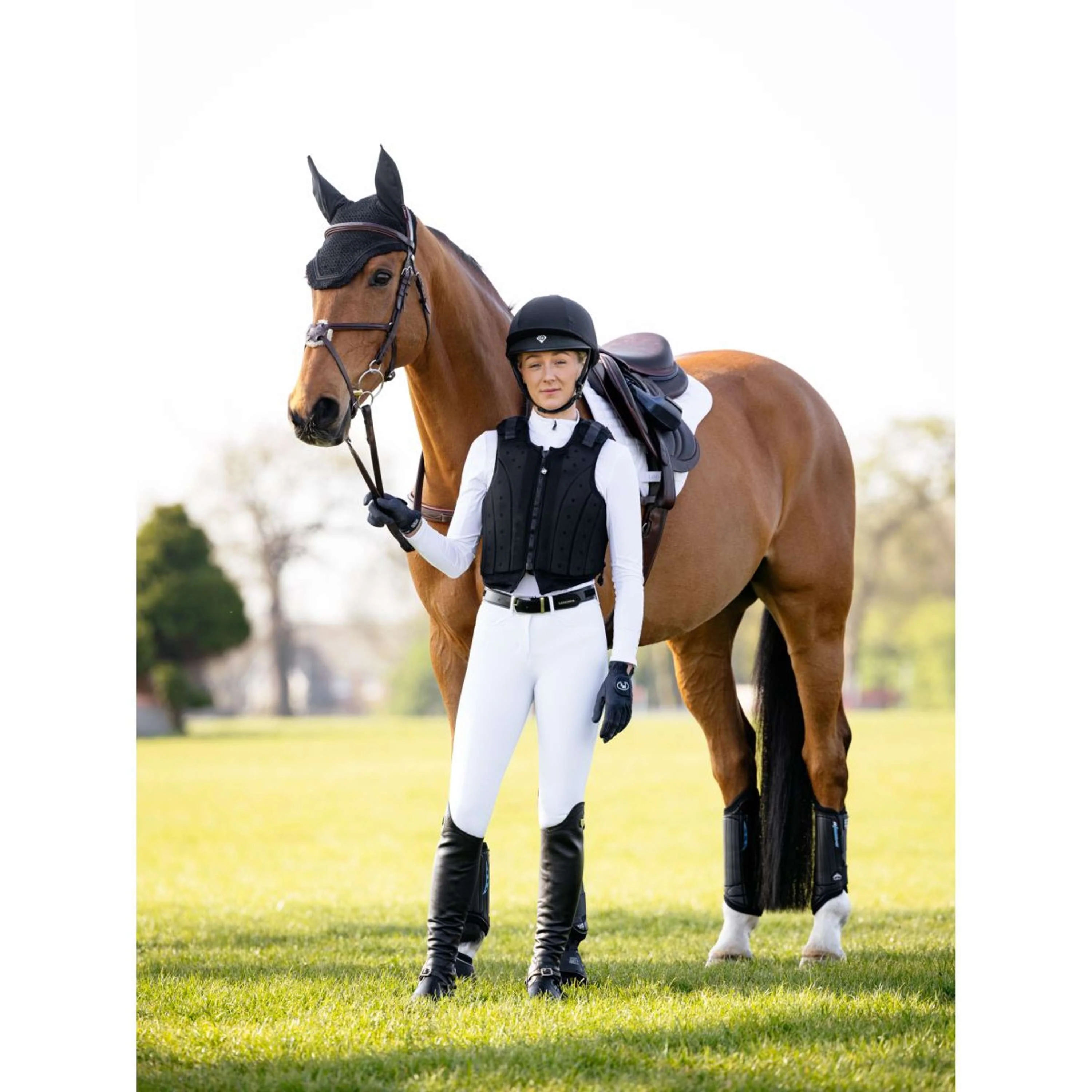 LeMieux Tapis de Selle Self-Cool Half Square Close Contact Blanc - Image 4
