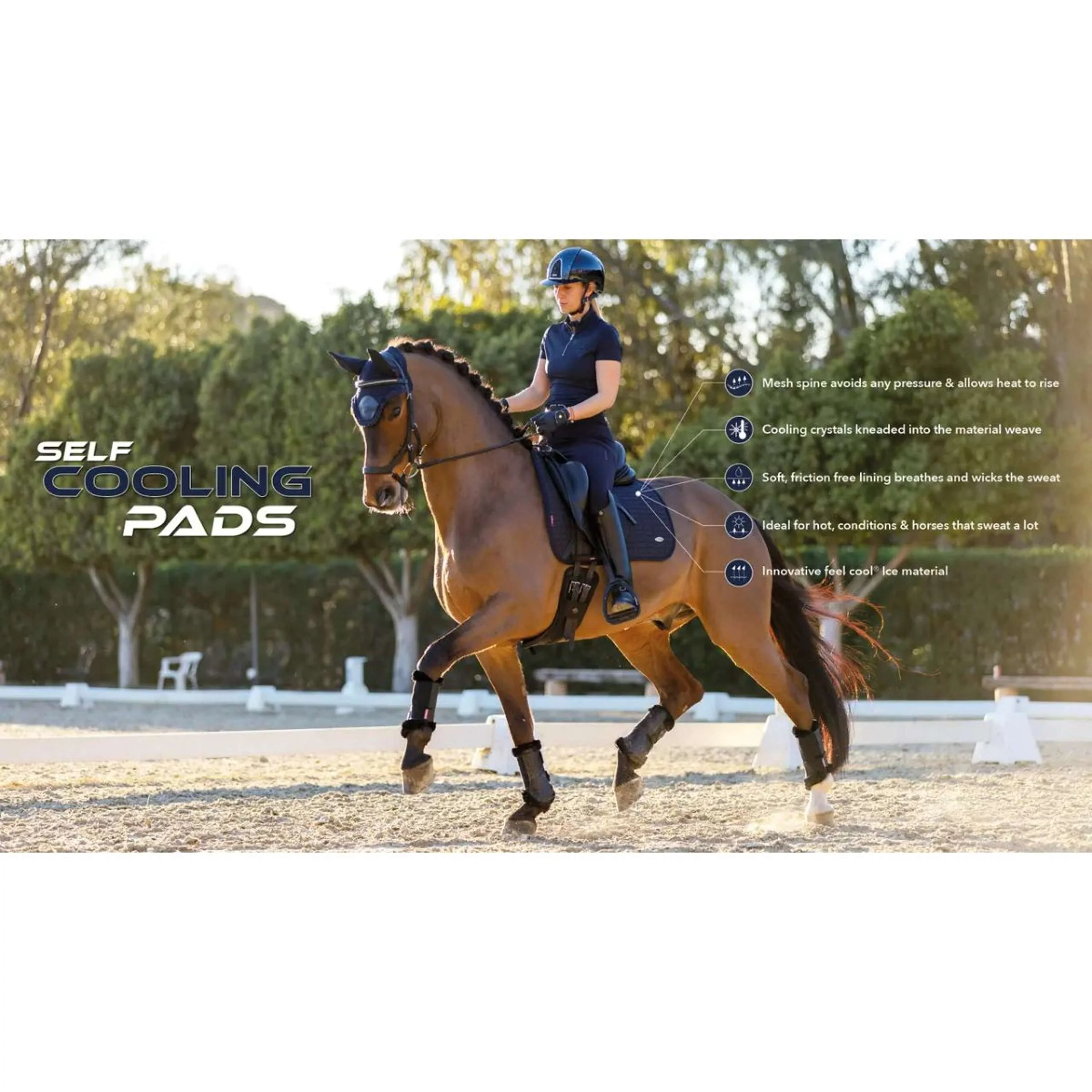 LeMieux Tapis de Selle Self-Cool Square Arctic Dressage Blanc - Image 5
