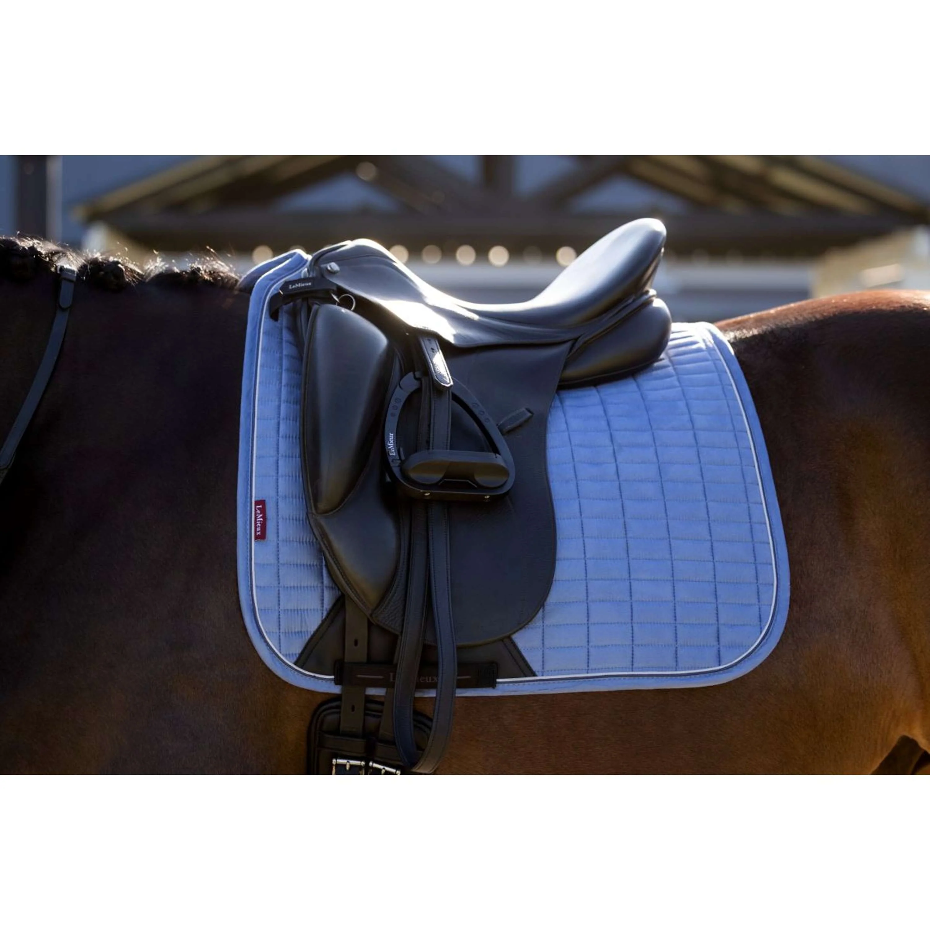 LeMieux Tapis de Selle Suede Square Dressage Powder Blue - Image 2