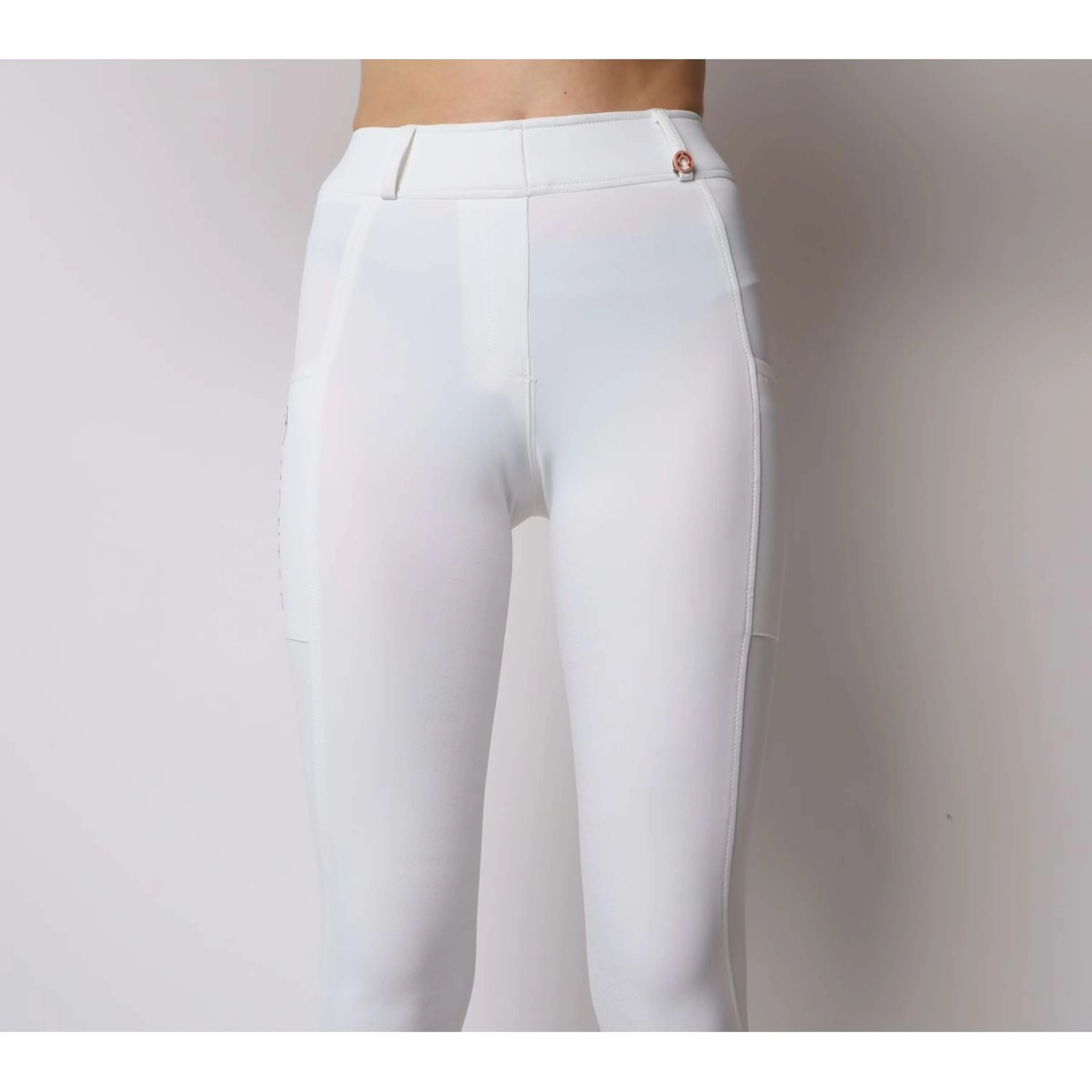 Montar Legging d'Équitation Michelle Rosegold Logo Blanc - Image 2