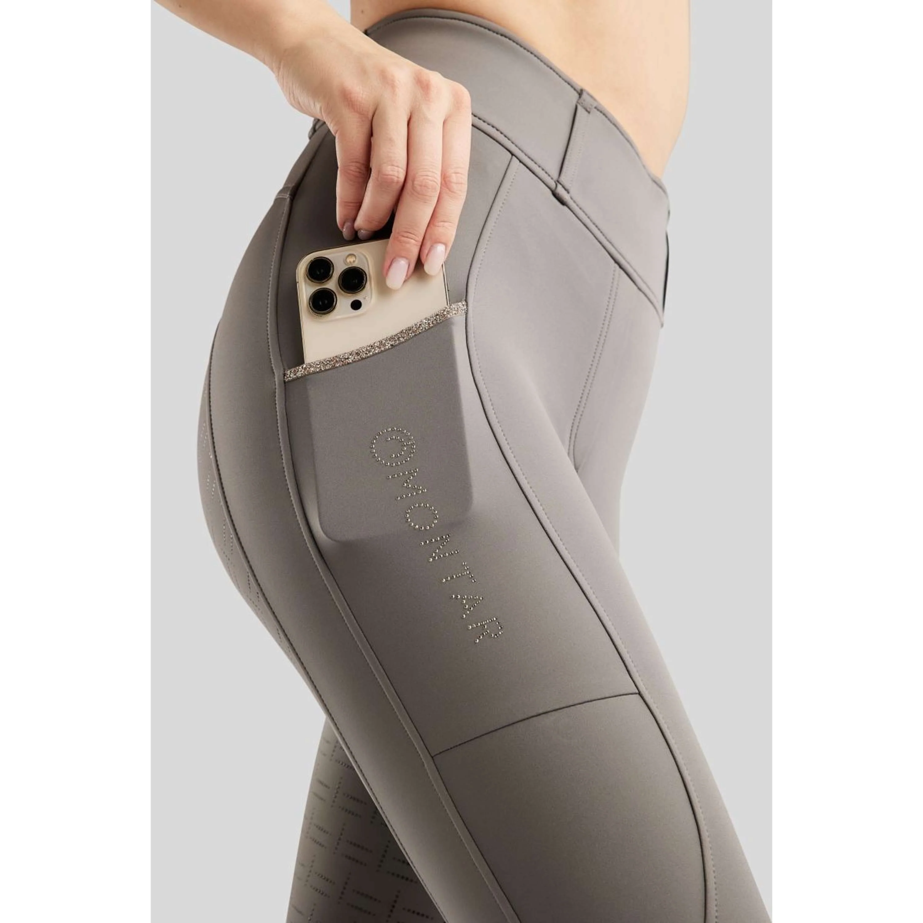 Montar Legging d'Équitation MoLila Champagne Crystals Full Grip Gris - Image 5