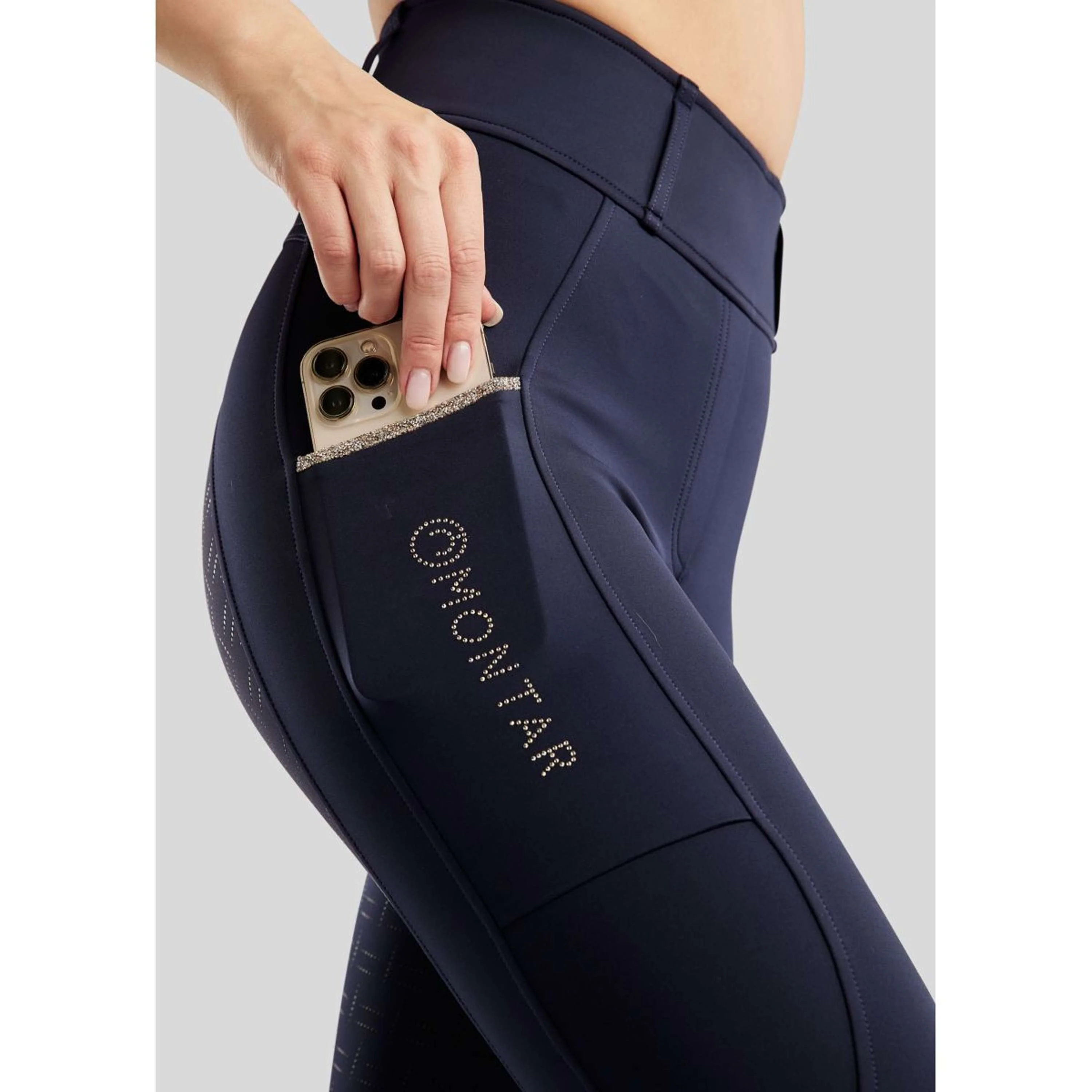 Montar Legging d'Équitation MoLila Champagne Crystals Full Grip Marin - Image 5