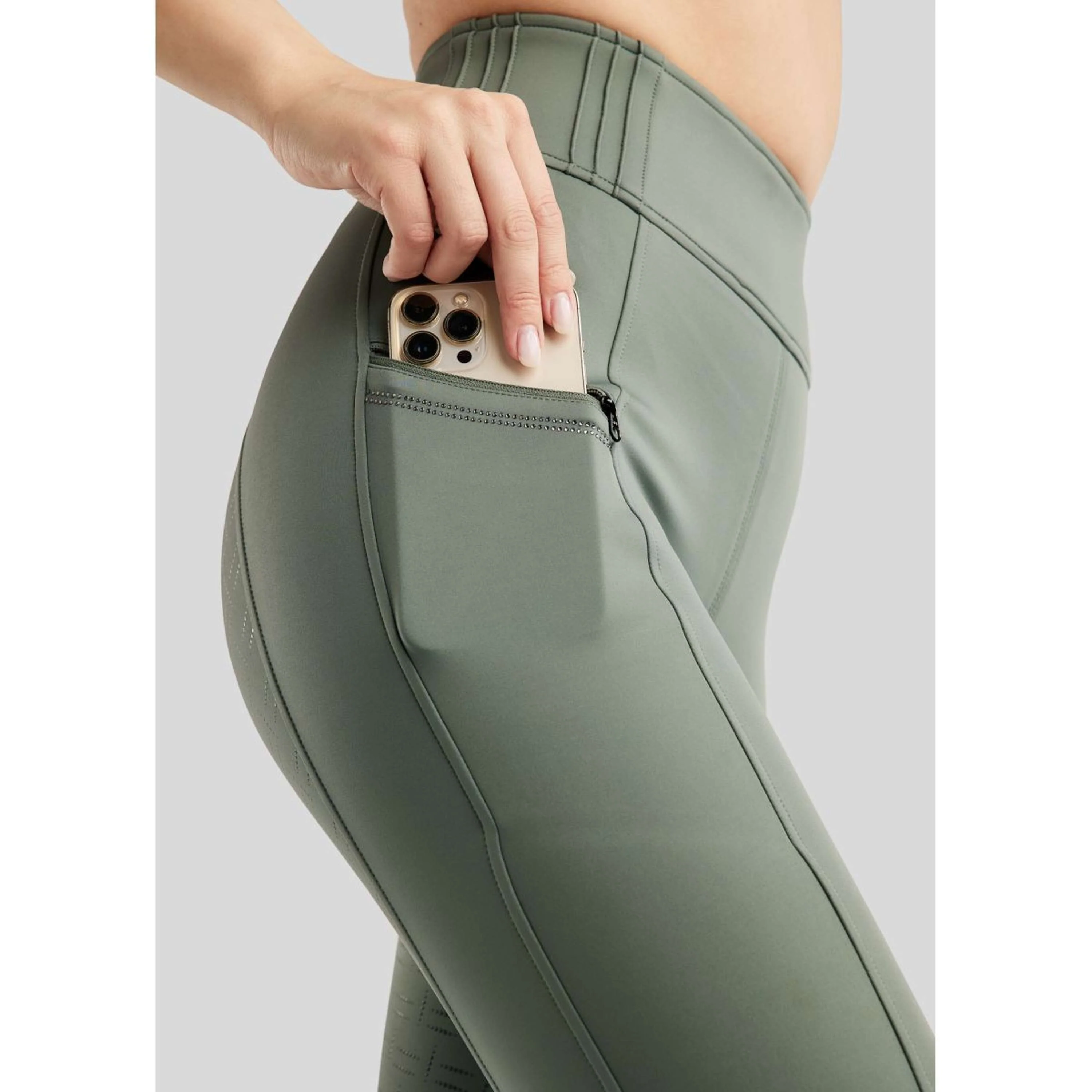 Montar Legging d'Équitation MoPearl Pintuck Full Grip Jade - Image 5