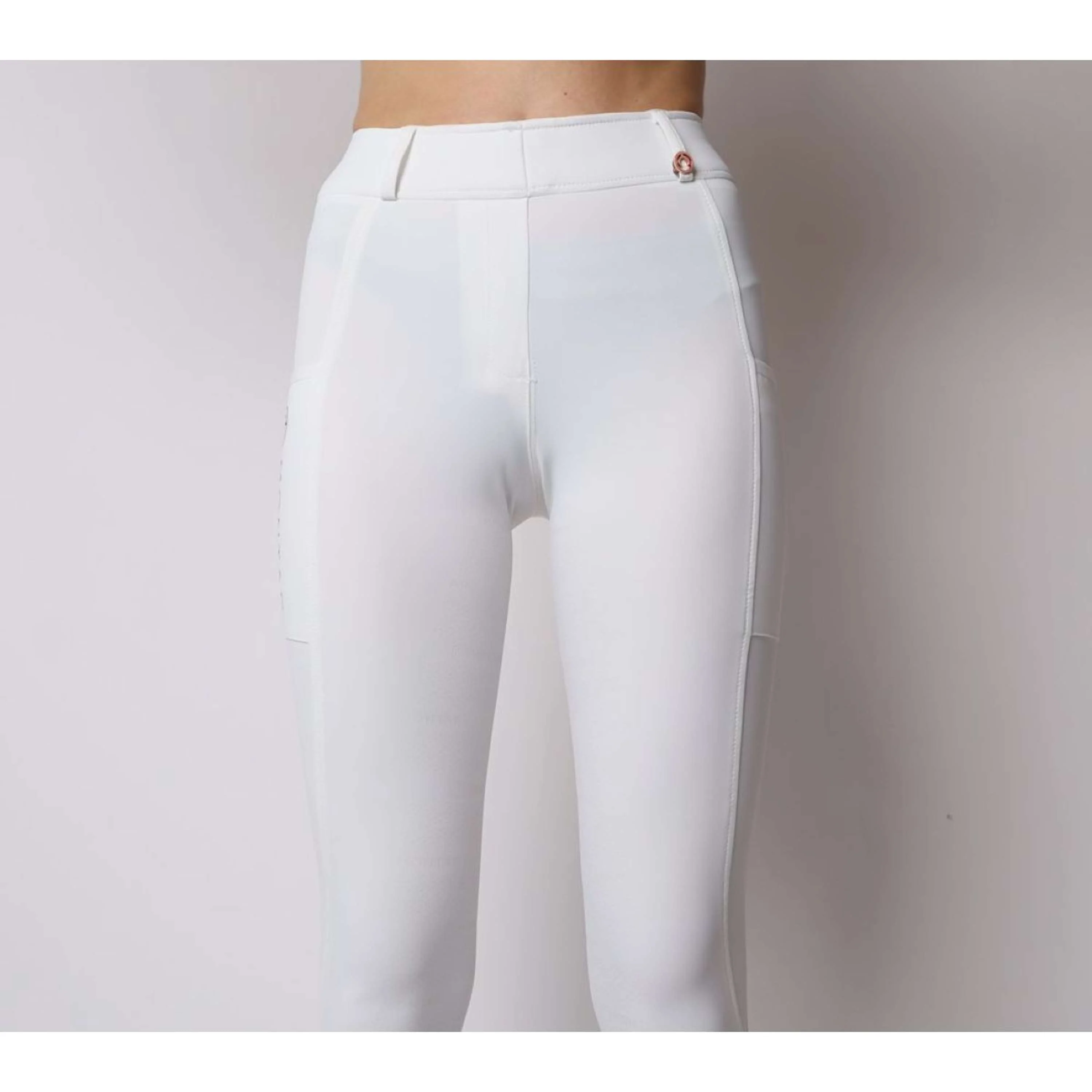 Montar Legging d'Équitation Rosegold Logo Junior Blanc - Image 2