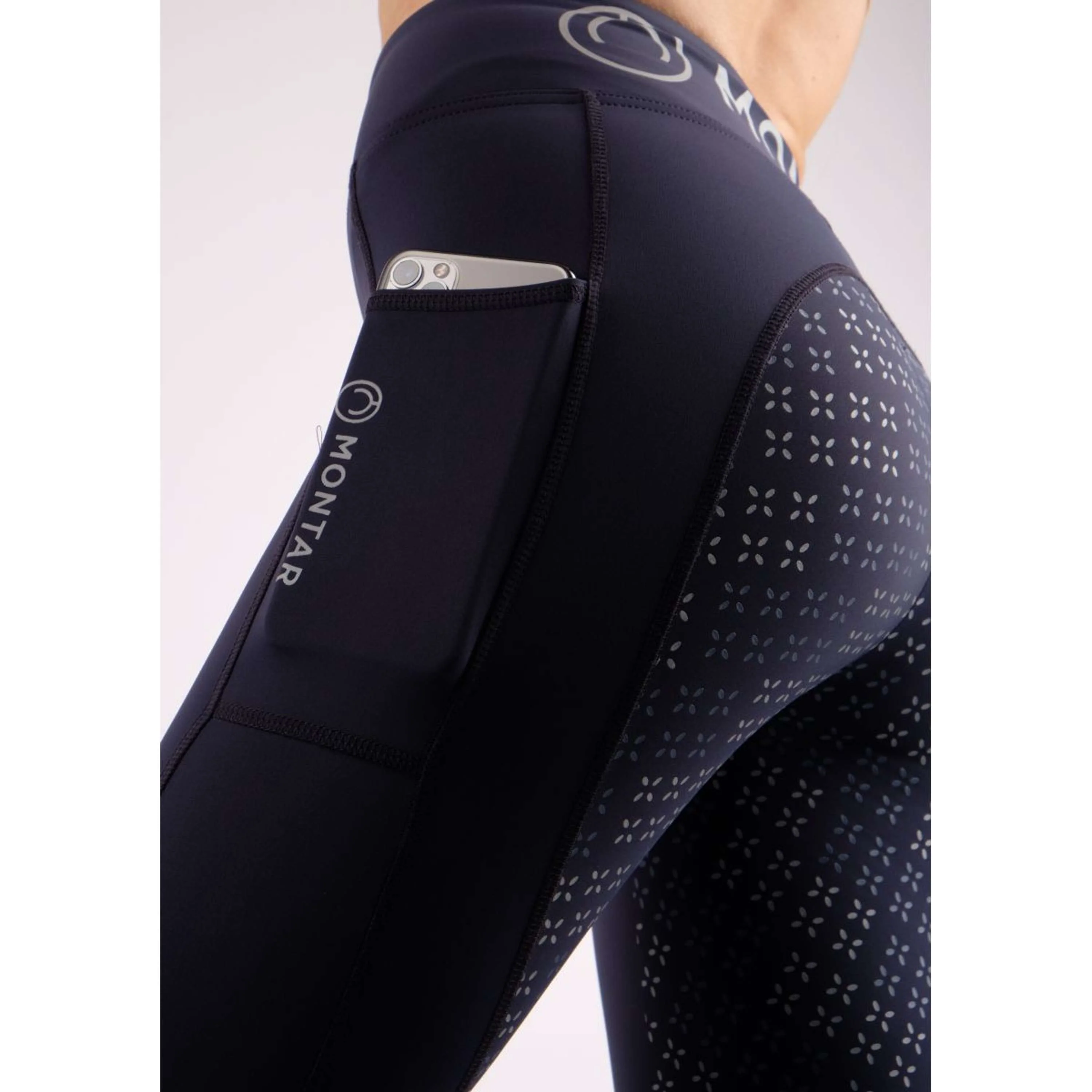 Montar Legging d'Équitation Selena Pull On Junior Full Grip Marin - Image 2