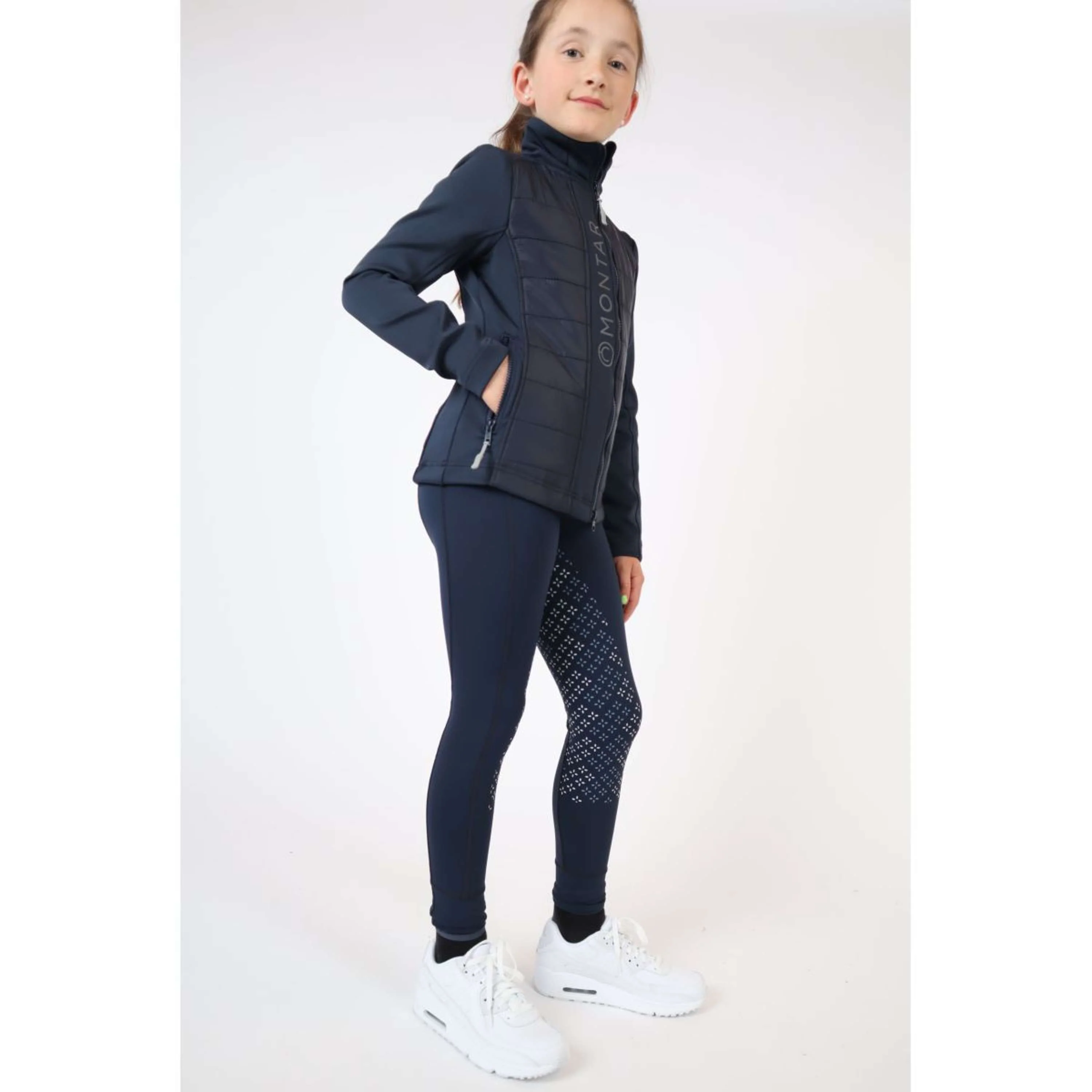 Montar Legging d'Équitation Selena Pull On Junior Full Grip Marin - Image 4