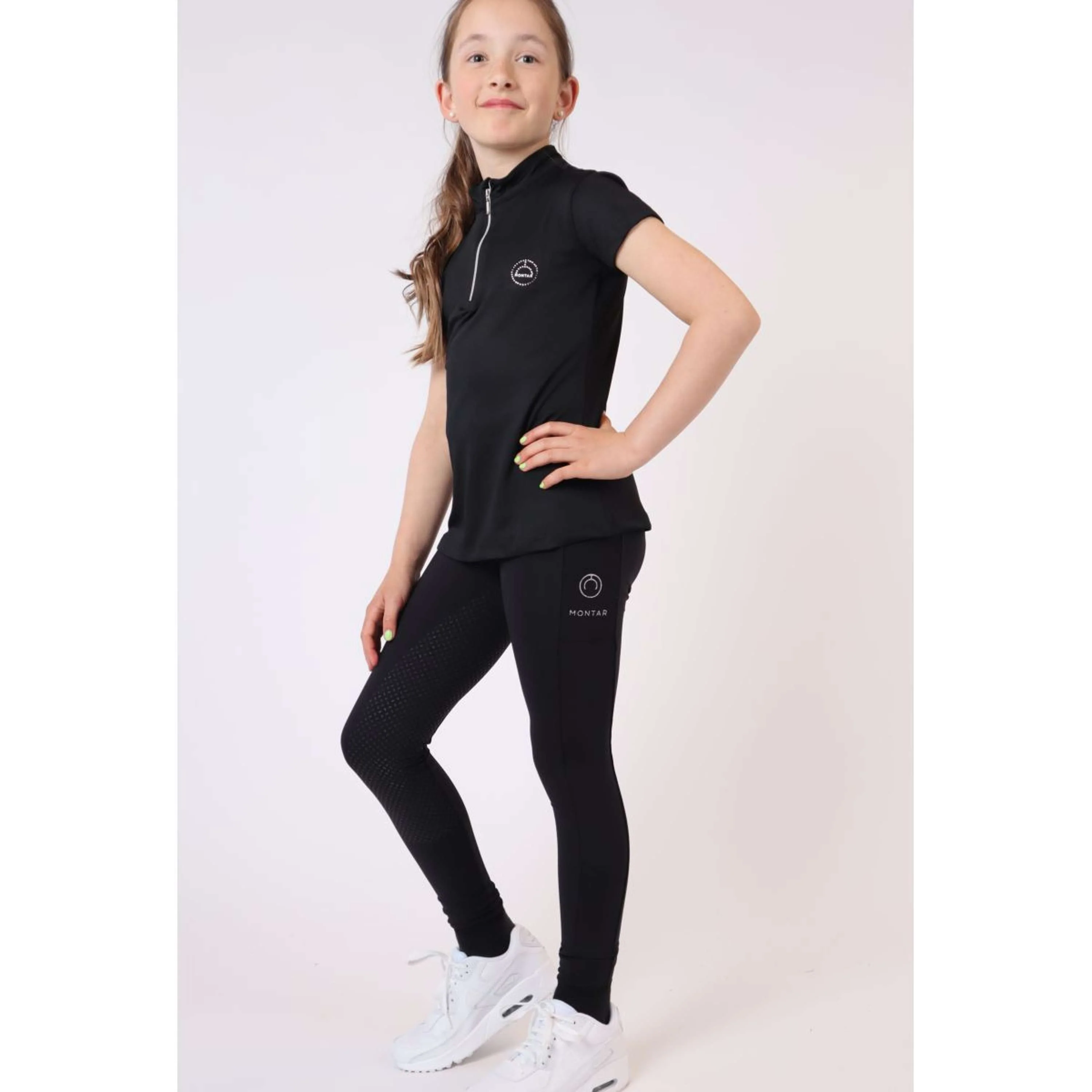 Montar Legging d'Équitation Selena Pull On Junior Full Grip Noir - Image 4