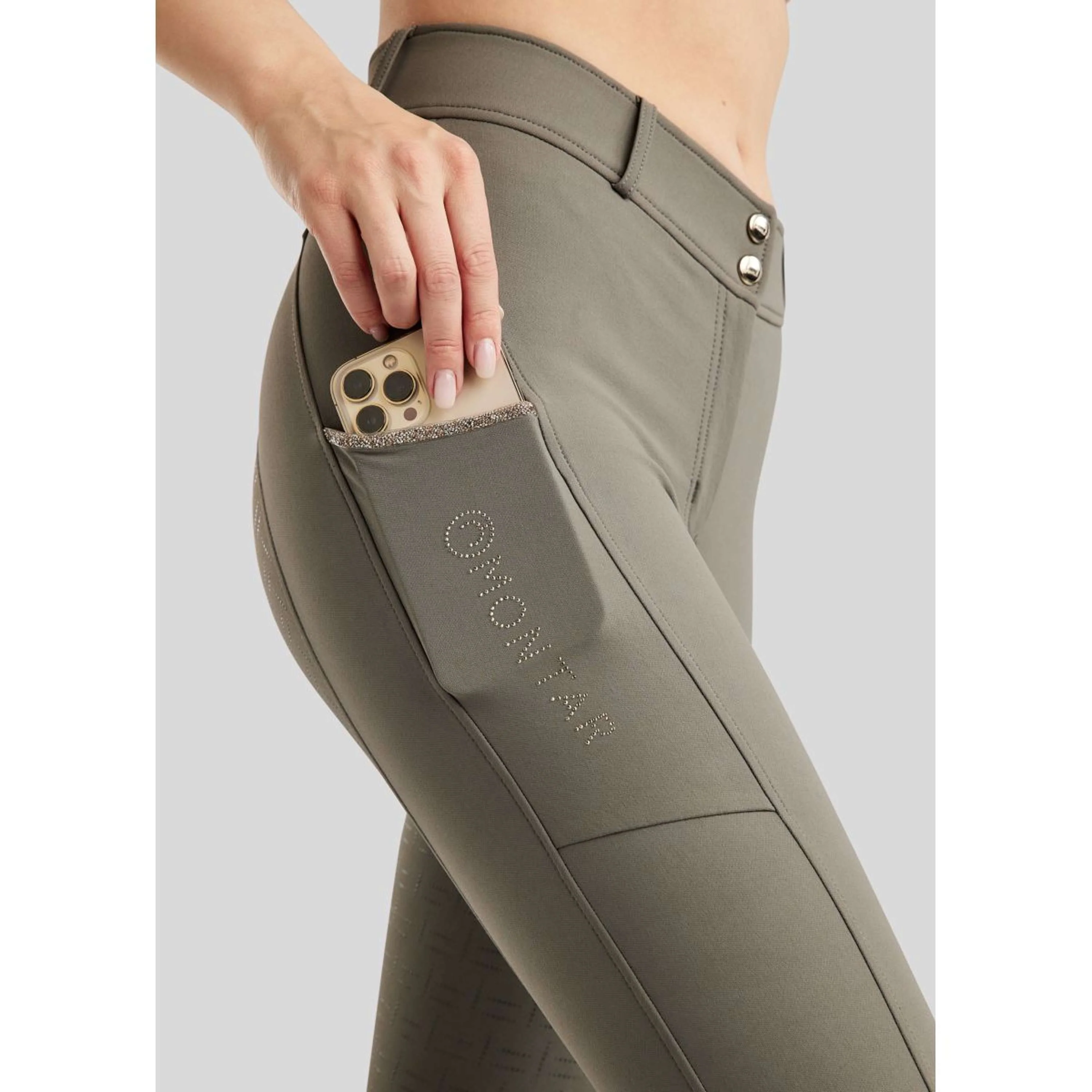 Montar Pantalon d'Équitation MoLila Champagne Crystals Full Grip Gris - Image 5