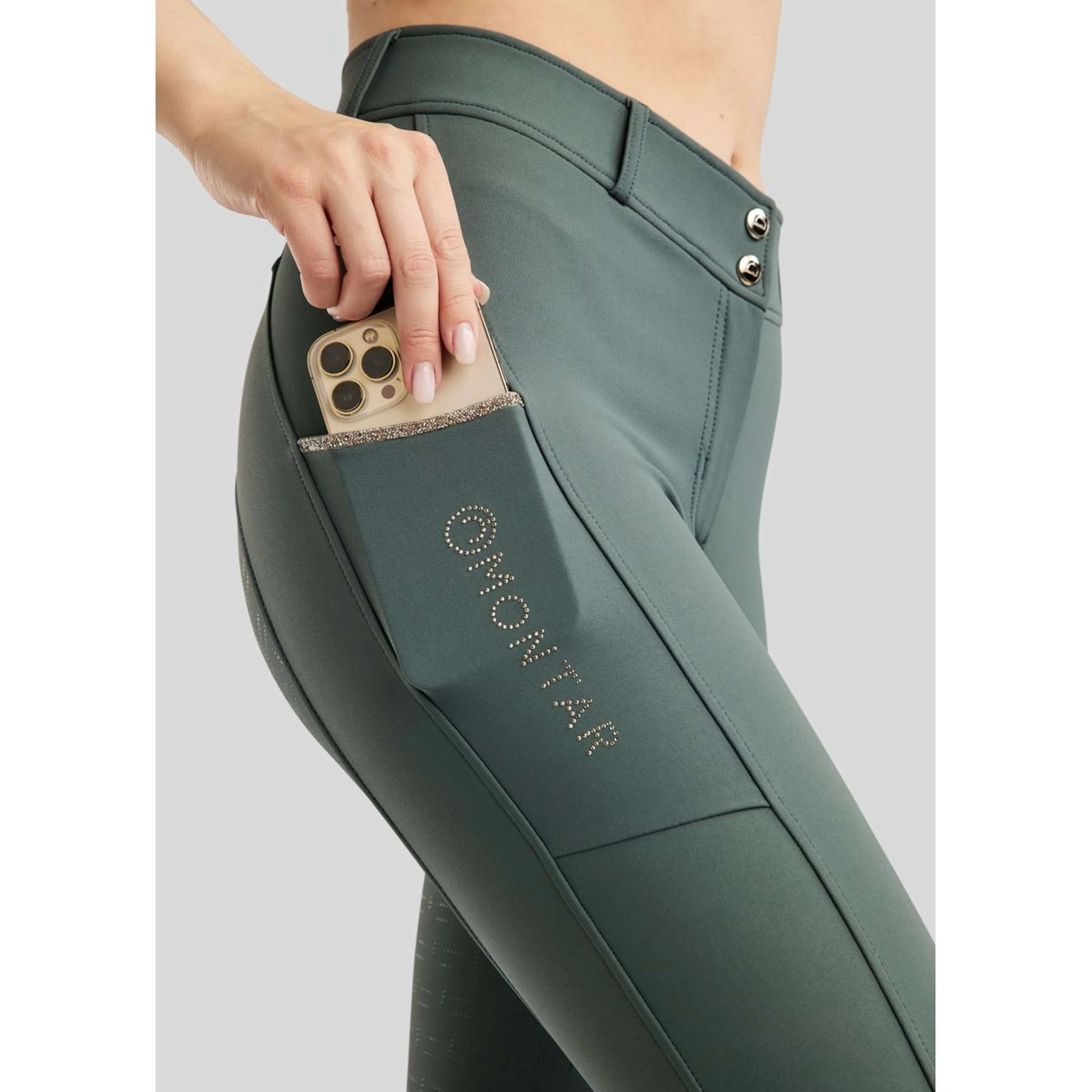Montar Pantalon d'Équitation MoLila Champagne Crystals Full Grip Jade - Image 5