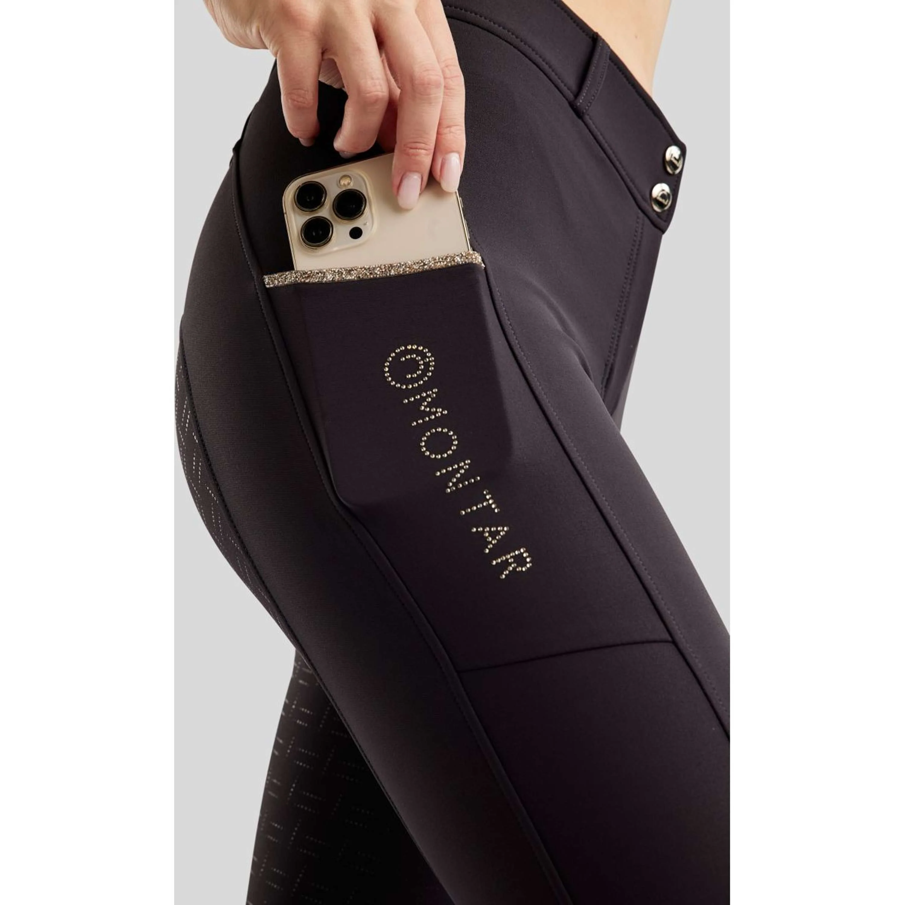 Montar Pantalon d'Équitation MoLila Champagne Crystals Full Grip Marin - Image 5