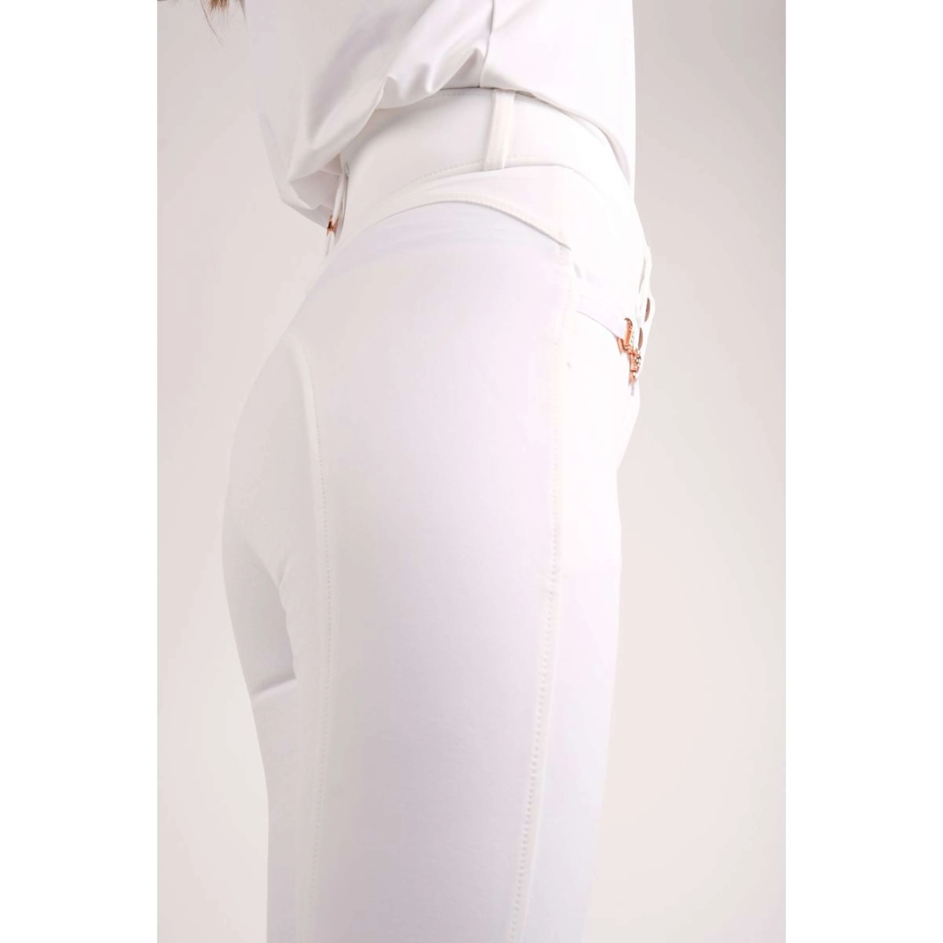 Montar Pantalon d'Équitation Molly Rosegold Highwaist Full Grip Blanc - Image 3