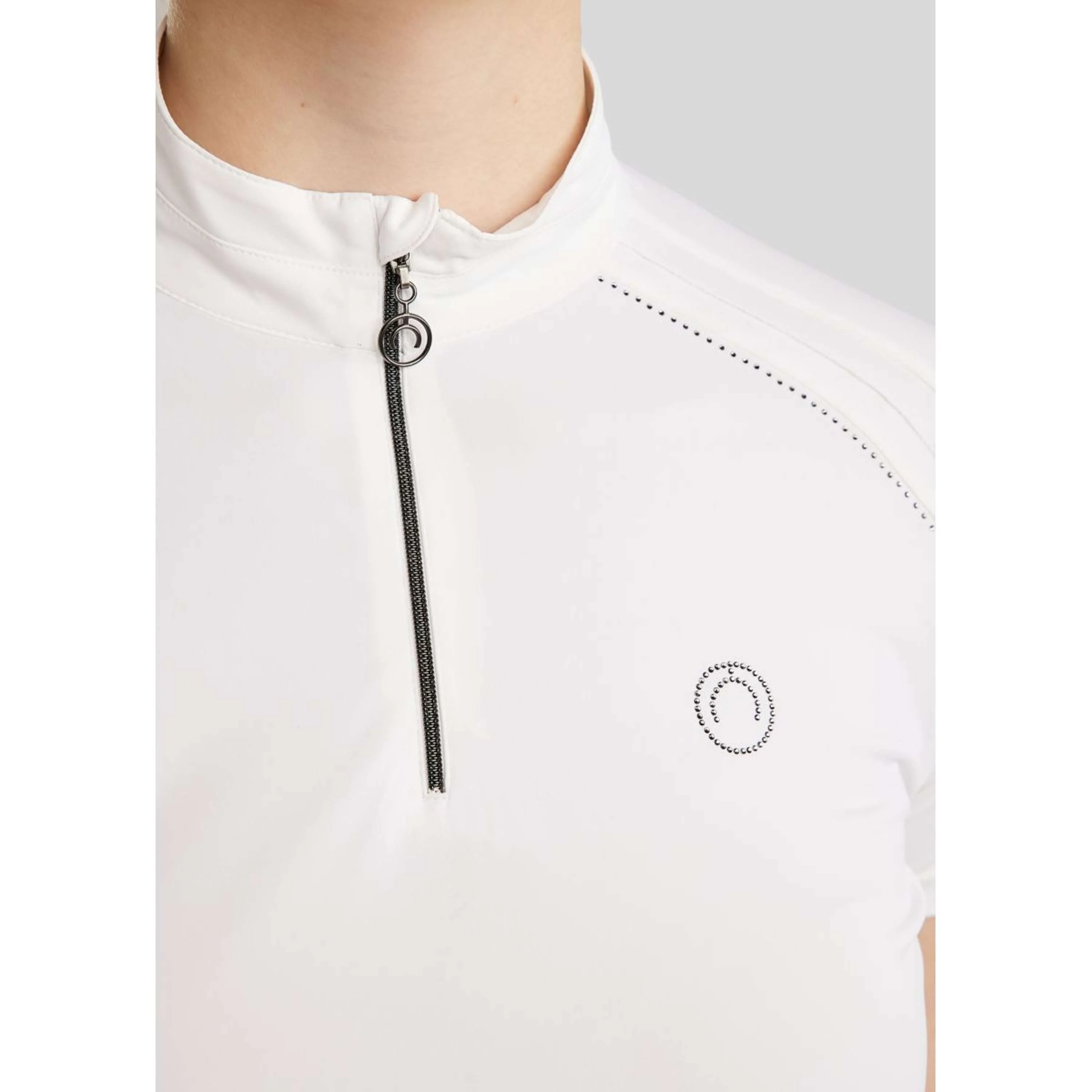 Montar T-shirt de Concours MoPearl Pintucks Gun Metal Crystals Blanc - Image 3