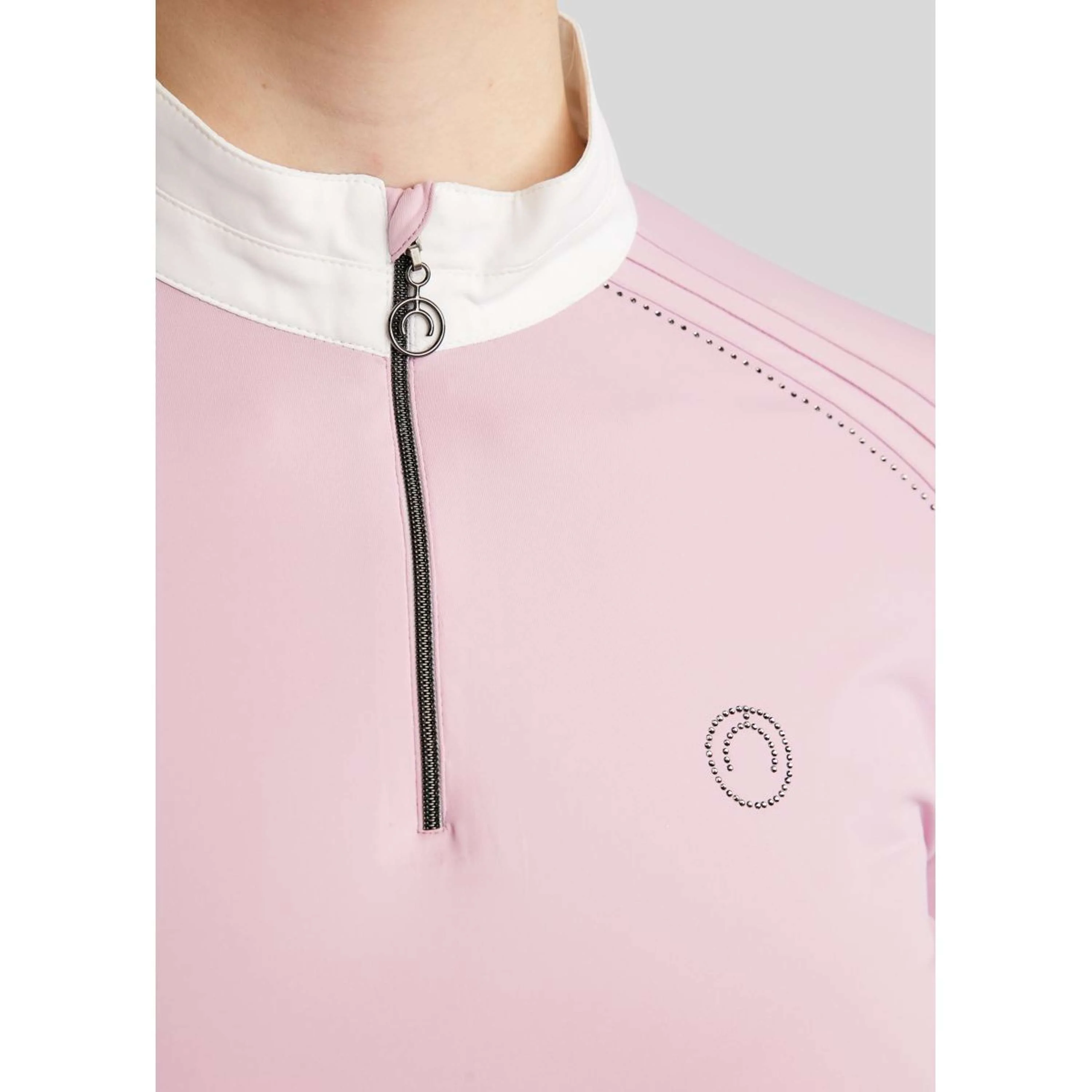 Montar T-shirt de Concours MoPearl Pintucks Gun Metal Crystals Candy Pink - Image 3