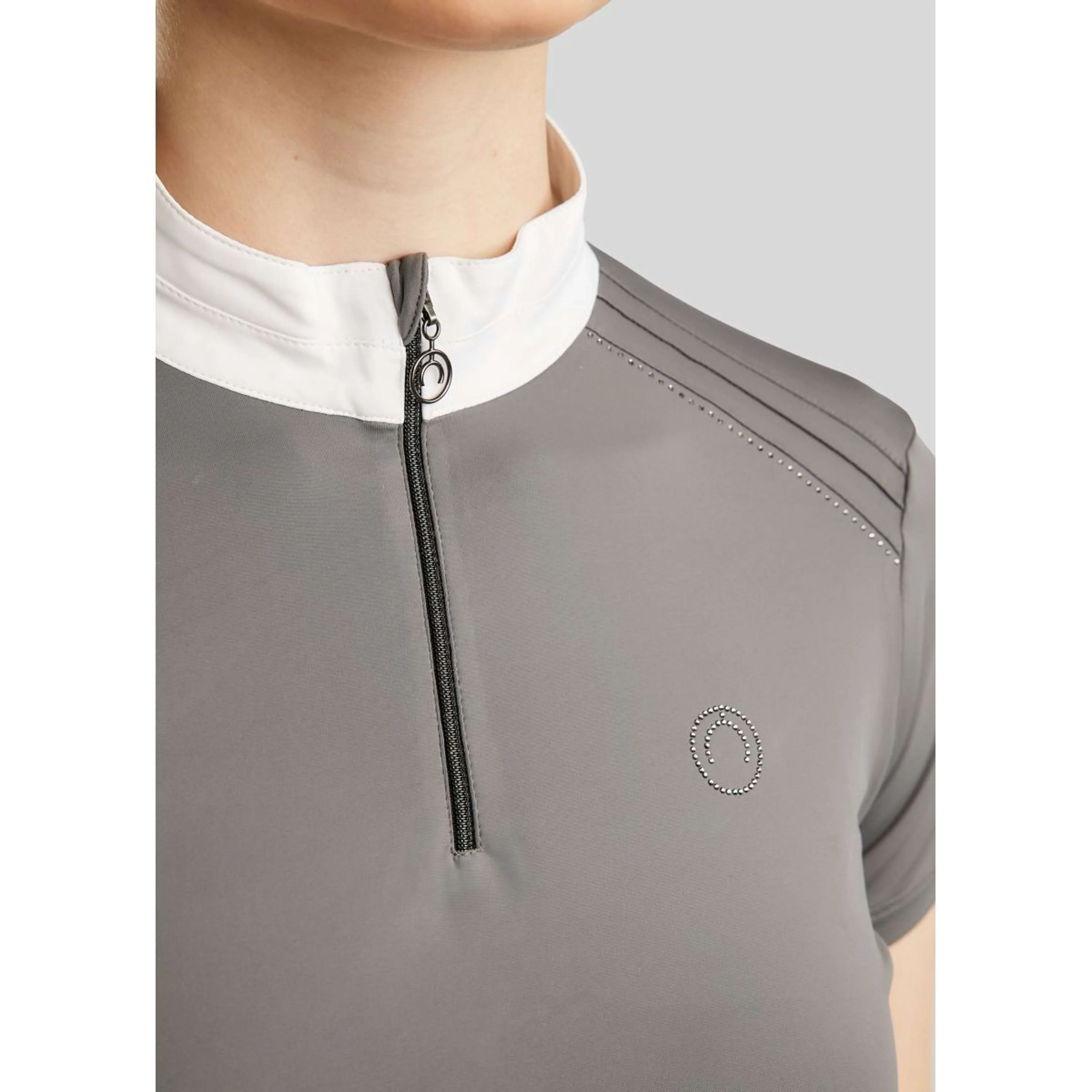 Montar T-shirt de Concours MoPearl Pintucks Gun Metal Crystals Gris - Image 3