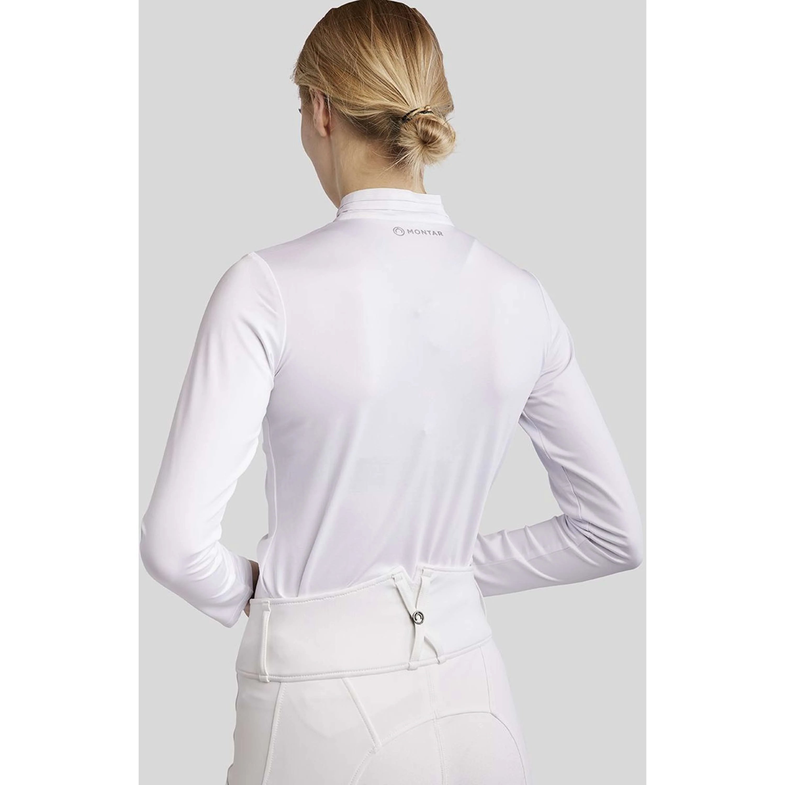Montar T-shirt de Concours MoRosie Pintucks Longues Manches Blanc - Image 2