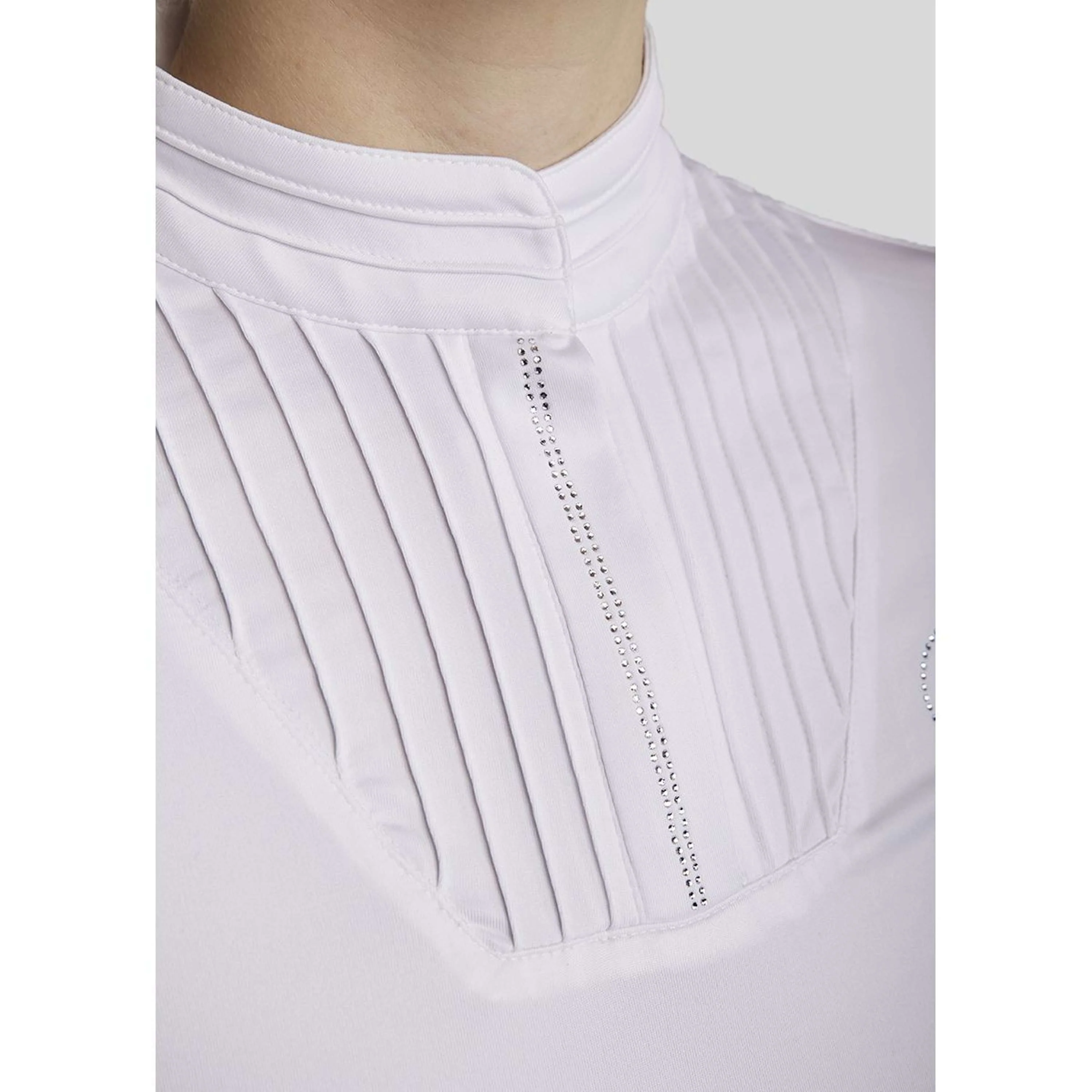 Montar T-shirt de Concours MoRosie Pintucks Longues Manches Blanc - Image 3