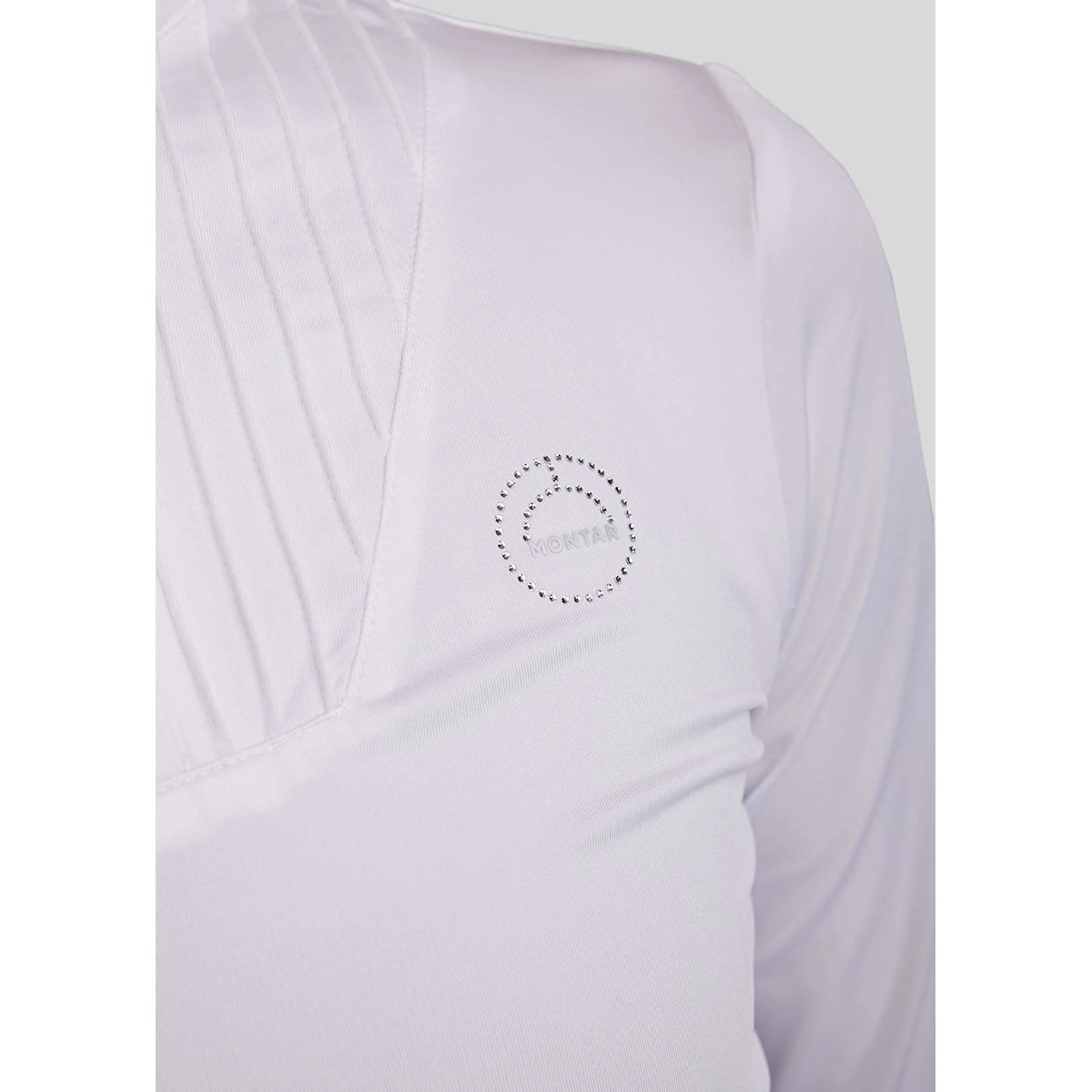 Montar T-shirt de Concours MoRosie Pintucks Longues Manches Blanc - Image 4