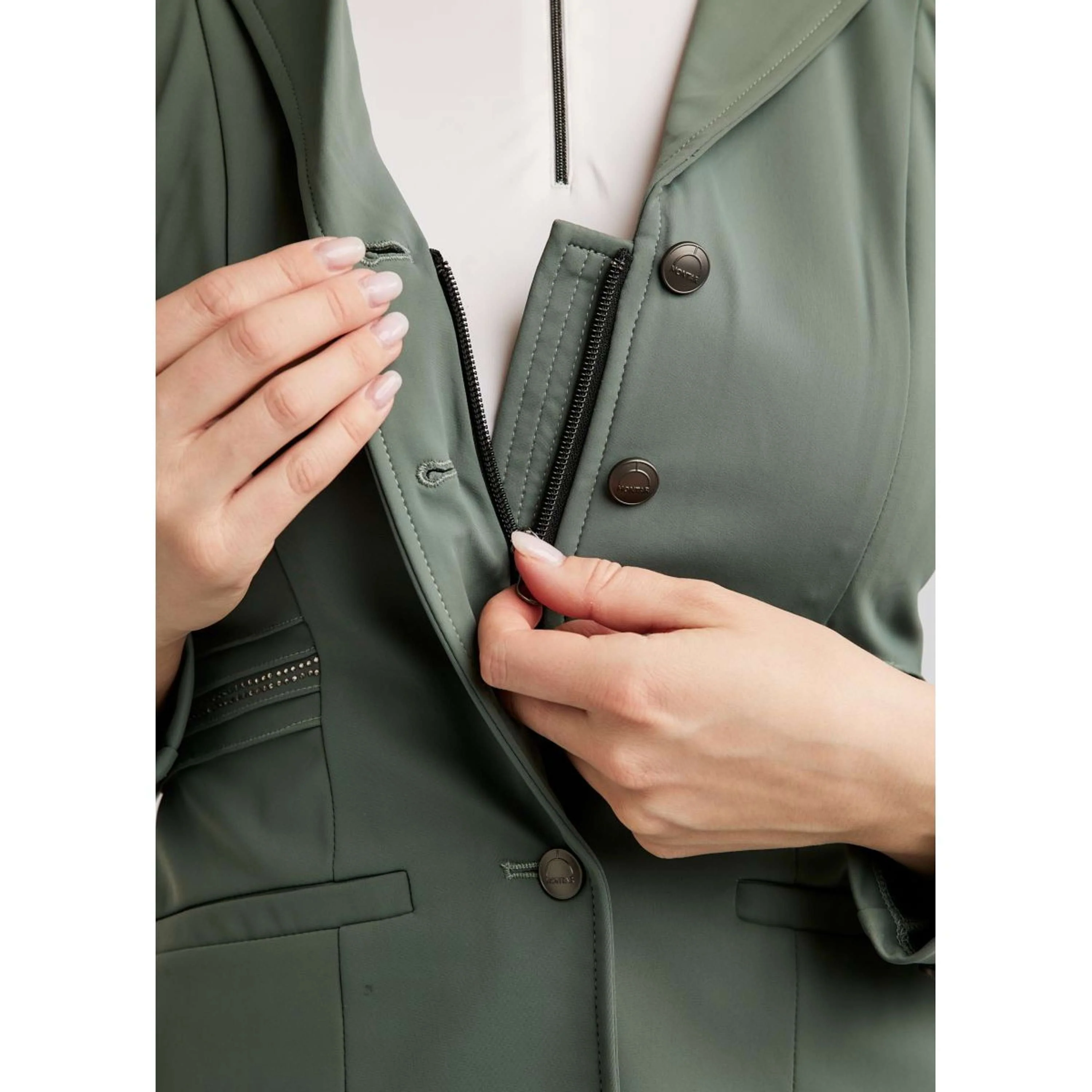 Montar Veste de Concours MoPearl Pintucks Gun Metal Crystals Jade - Image 3
