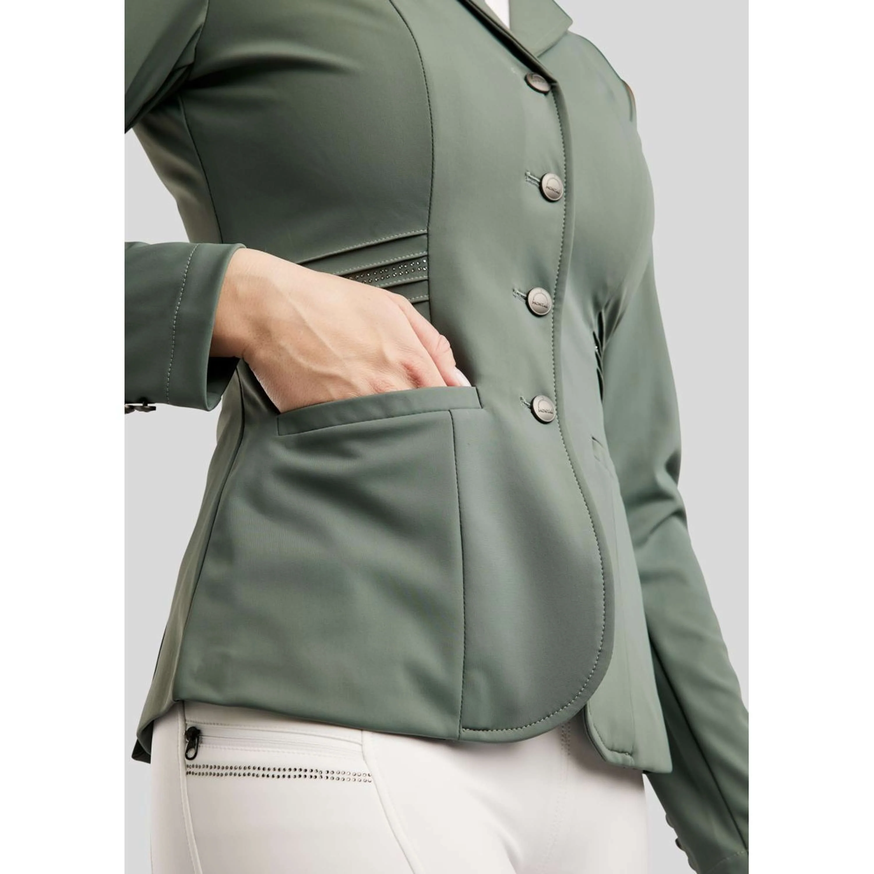Montar Veste de Concours MoPearl Pintucks Gun Metal Crystals Jade - Image 4
