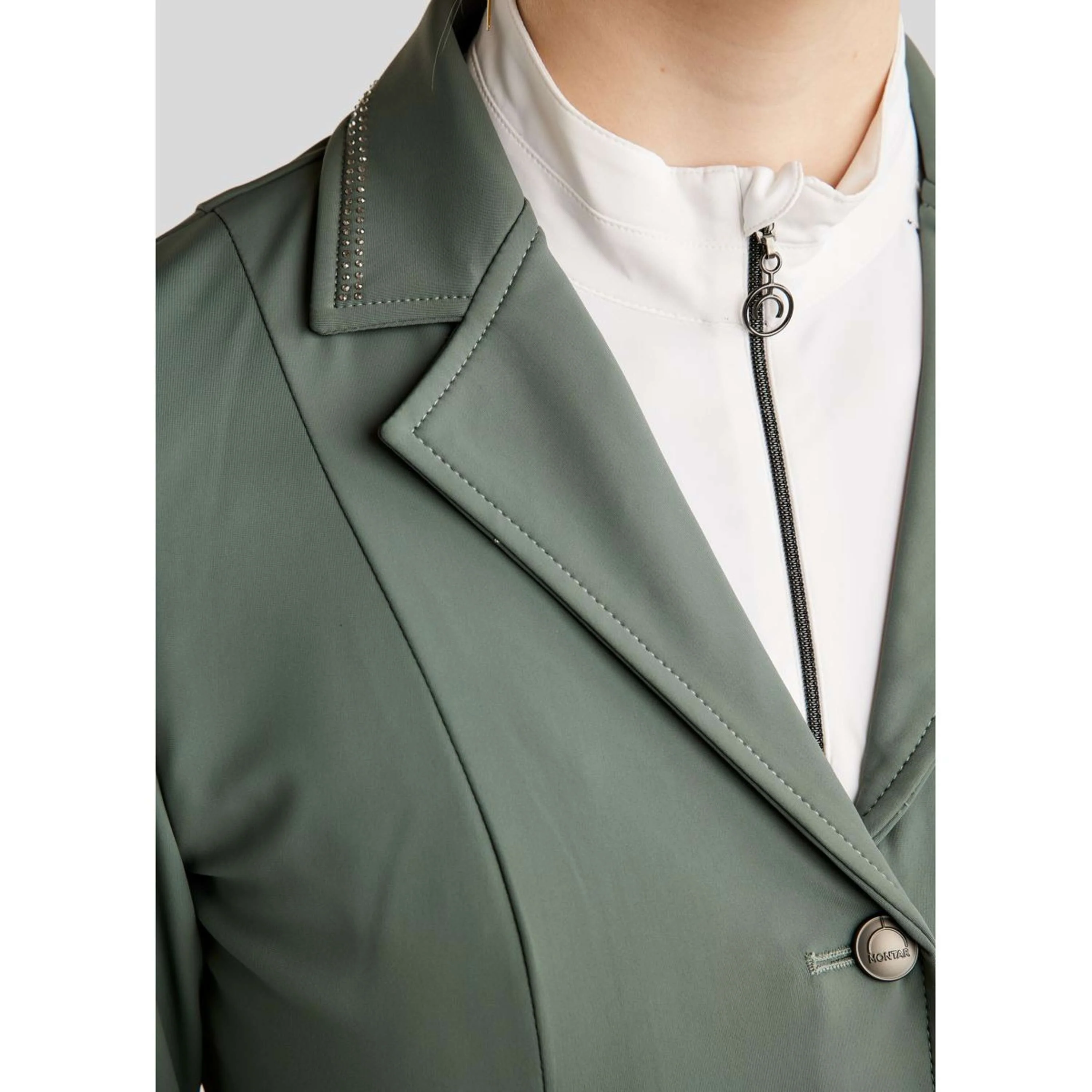 Montar Veste de Concours MoPearl Pintucks Gun Metal Crystals Jade - Image 5