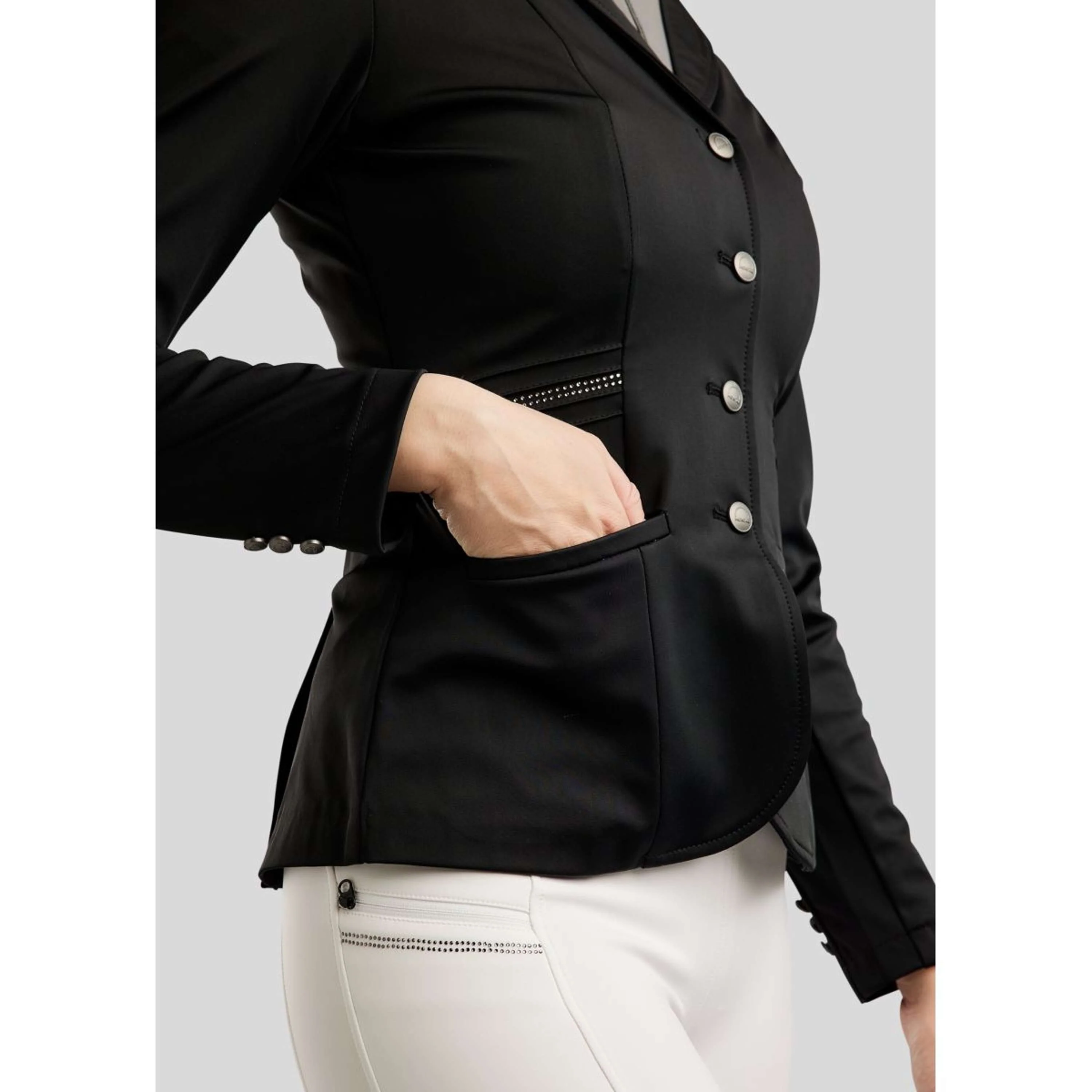 Montar Veste de Concours MoPearl Pintucks Gun Metal Crystals Noir - Image 4