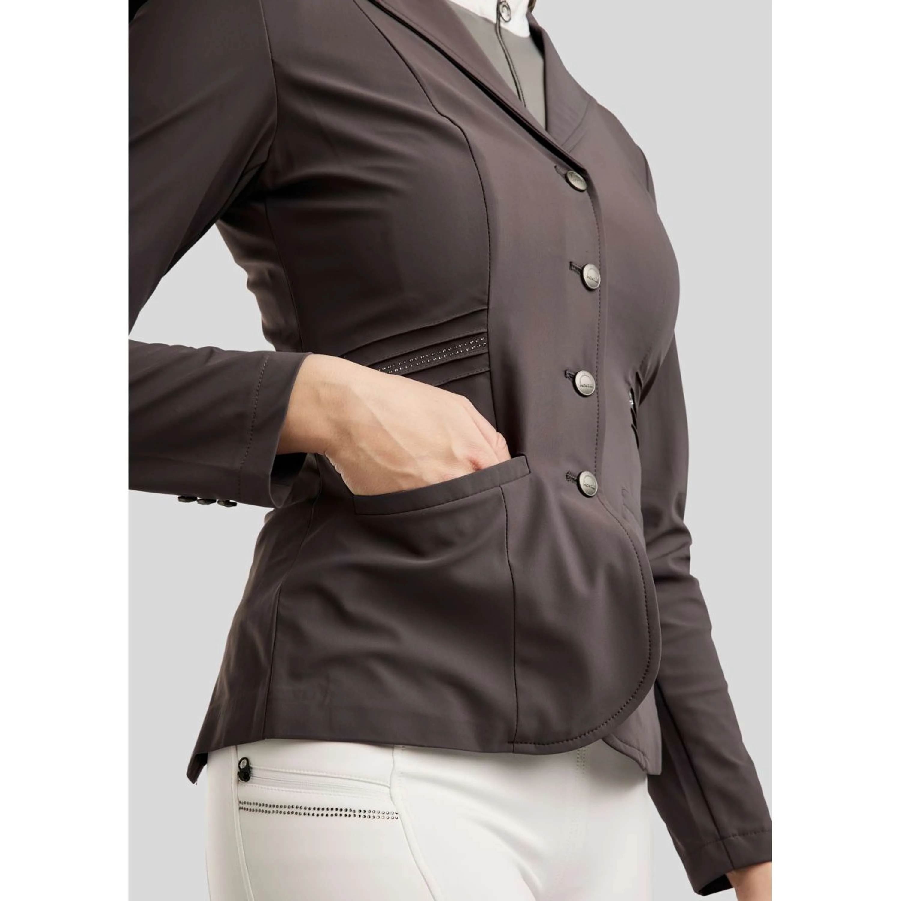 Montar Veste de Concours MoPearl Pintucks Gun Metal Crystals Slate Grey - Image 4