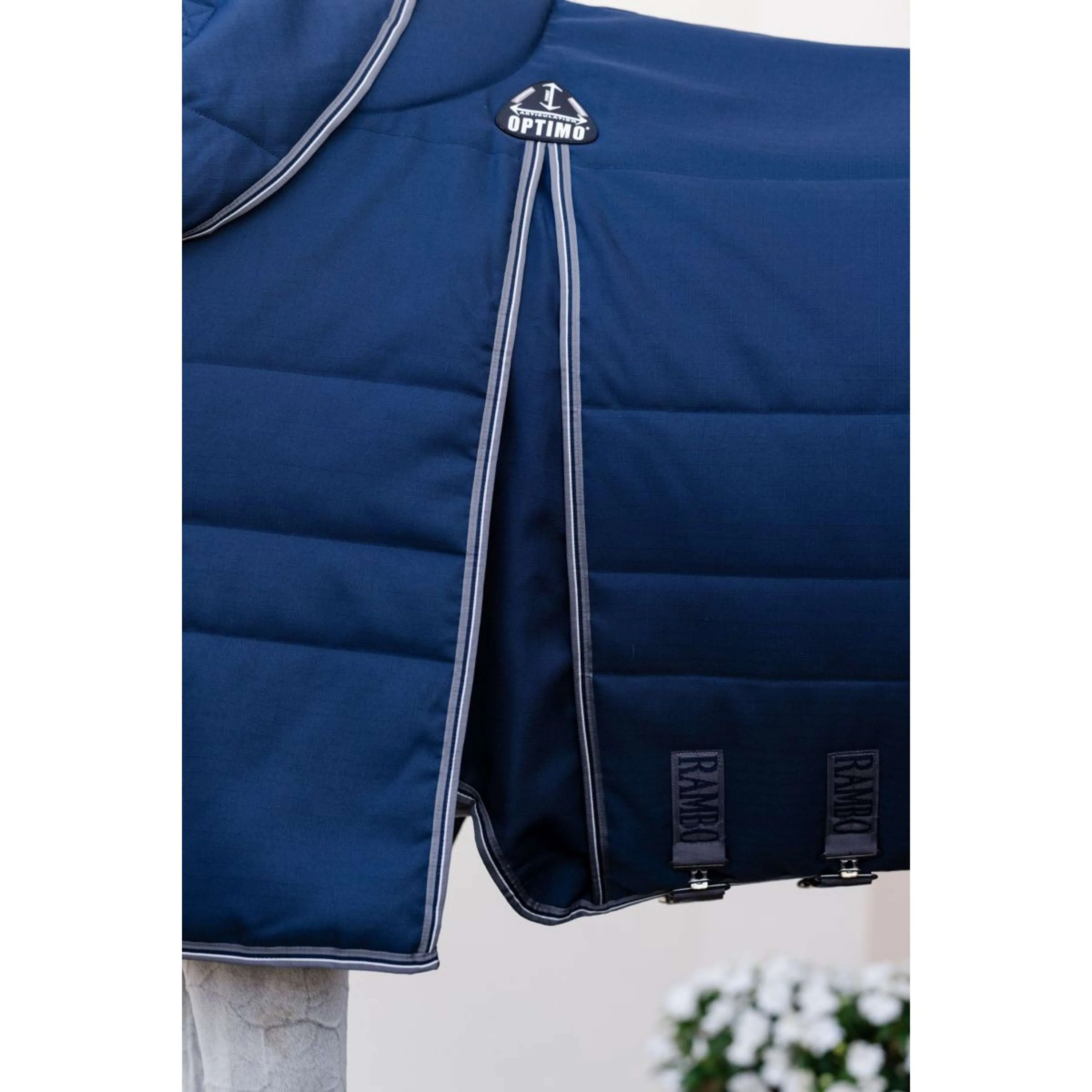 Rambo Optimo Couverture d'Écurie Plus 200g Navy/Thunderstorm Grey/Silver - Image 12