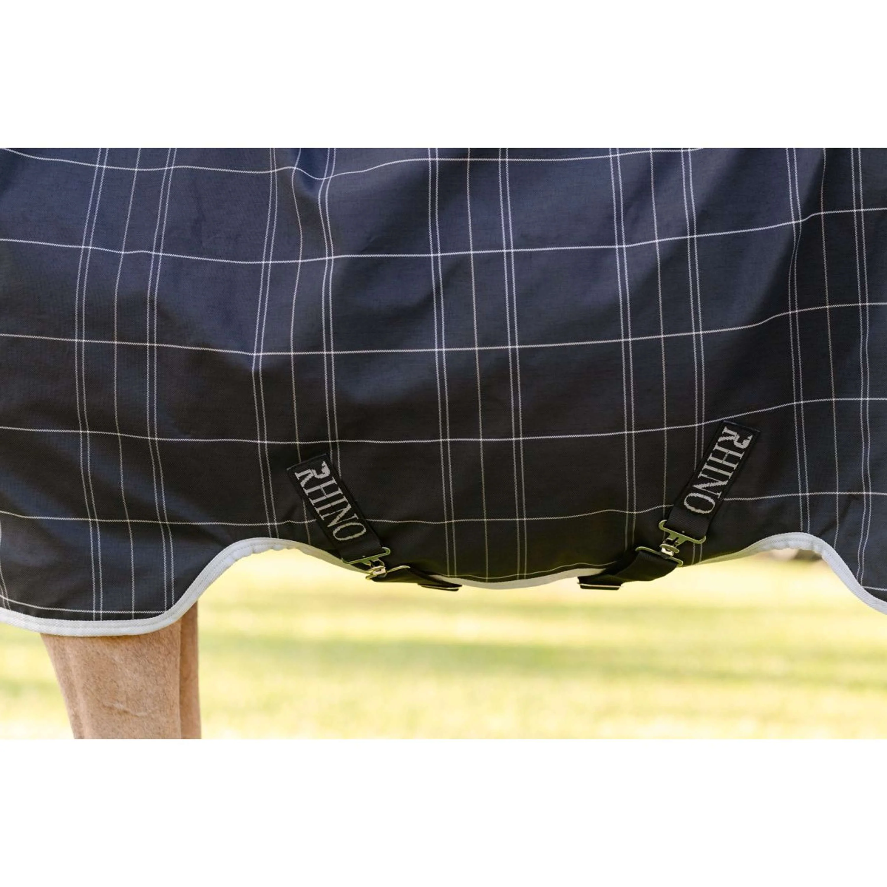 Rhino Wug Pony Turnout 250g Varilayer Black/Grey/White Check/Gray - Image 10