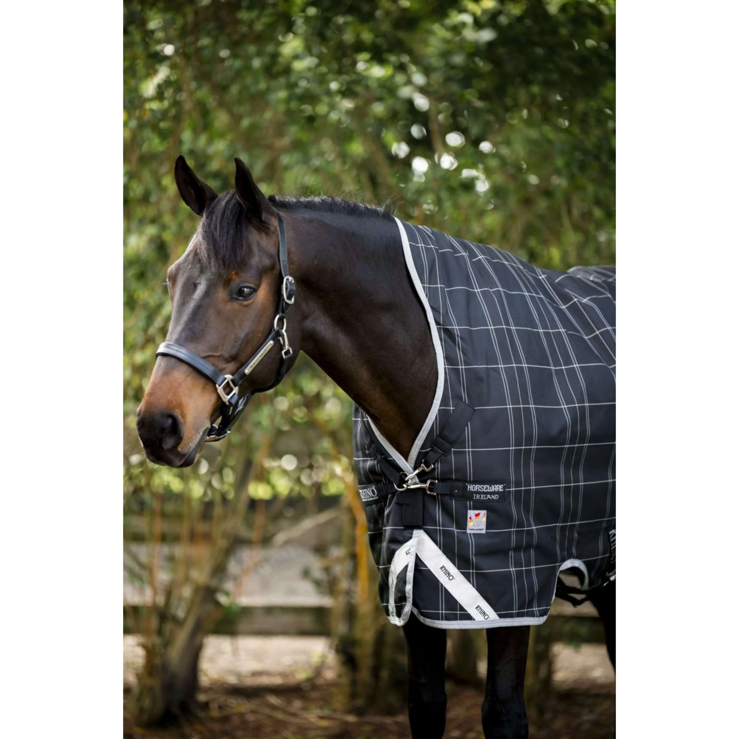 Rhino Wug Turnout Medium Varilayer 250g Black/Grey/White Check/Gray - Image 2